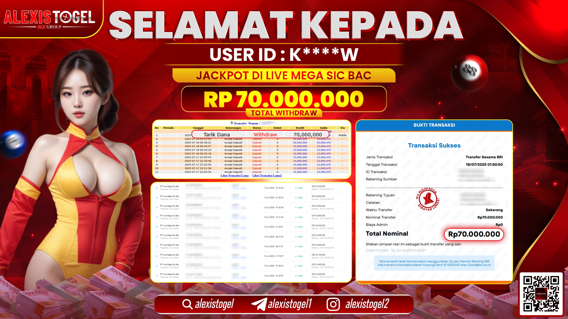 ALEXISTOGEL di LIVE GAME MEGA SIC BAC RP.70.000.000 LUNAS