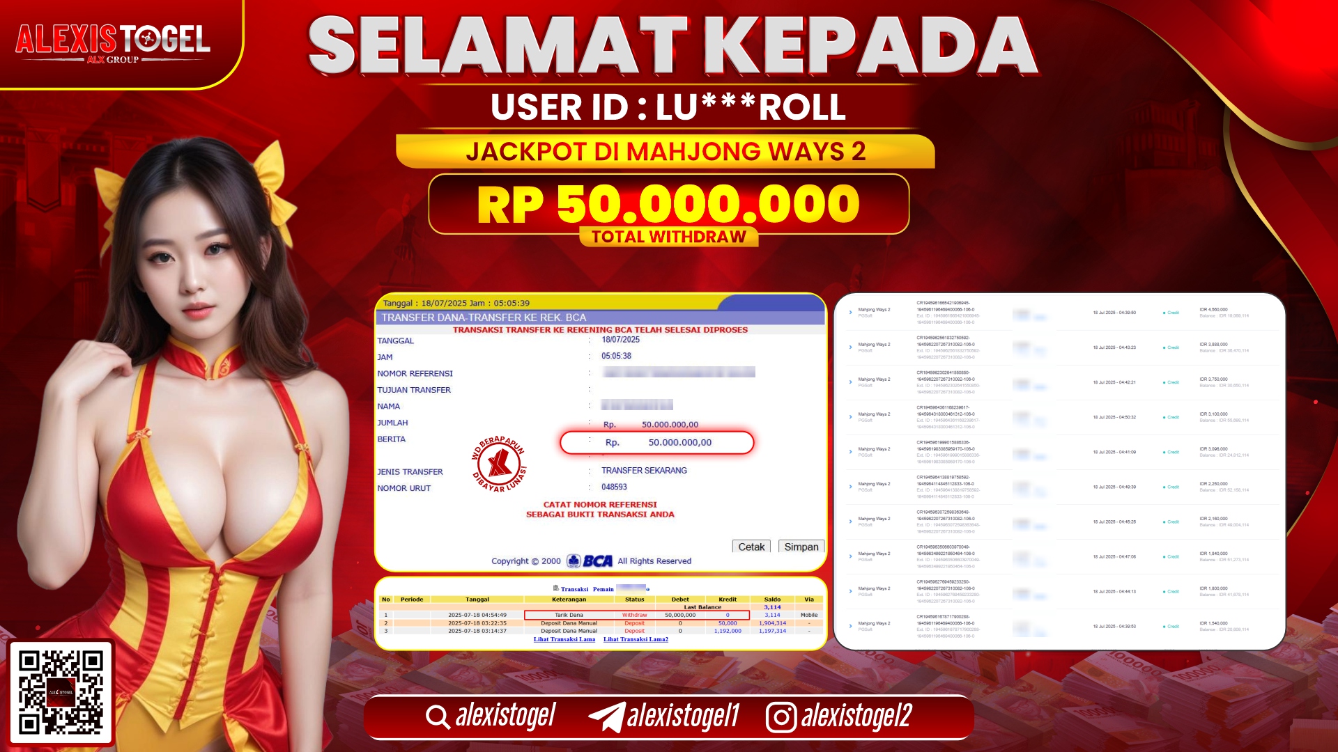 ALEXISTOGEL di SLOT MAHJONG WAYS 2 RP.50.000.000 LUNAS