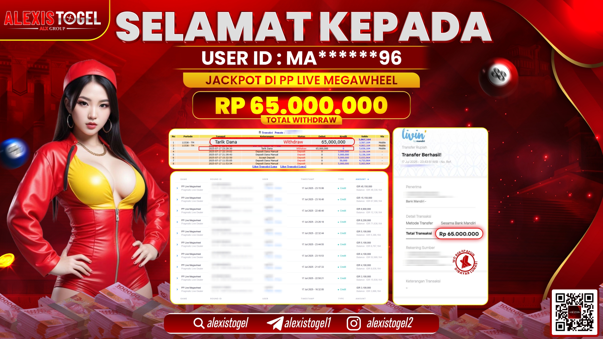 ALEXISTOGEL di PP LIVE MEGAWHEEL RP.65.000.000 LUNAS