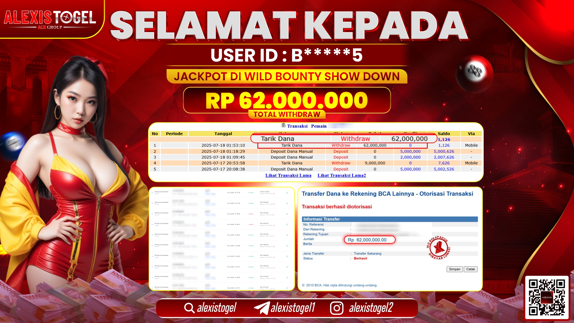 ALEXISTOGEL di SLOT WILD BOUNTY SHOWDOWN RP.62.000.000 LUNAS