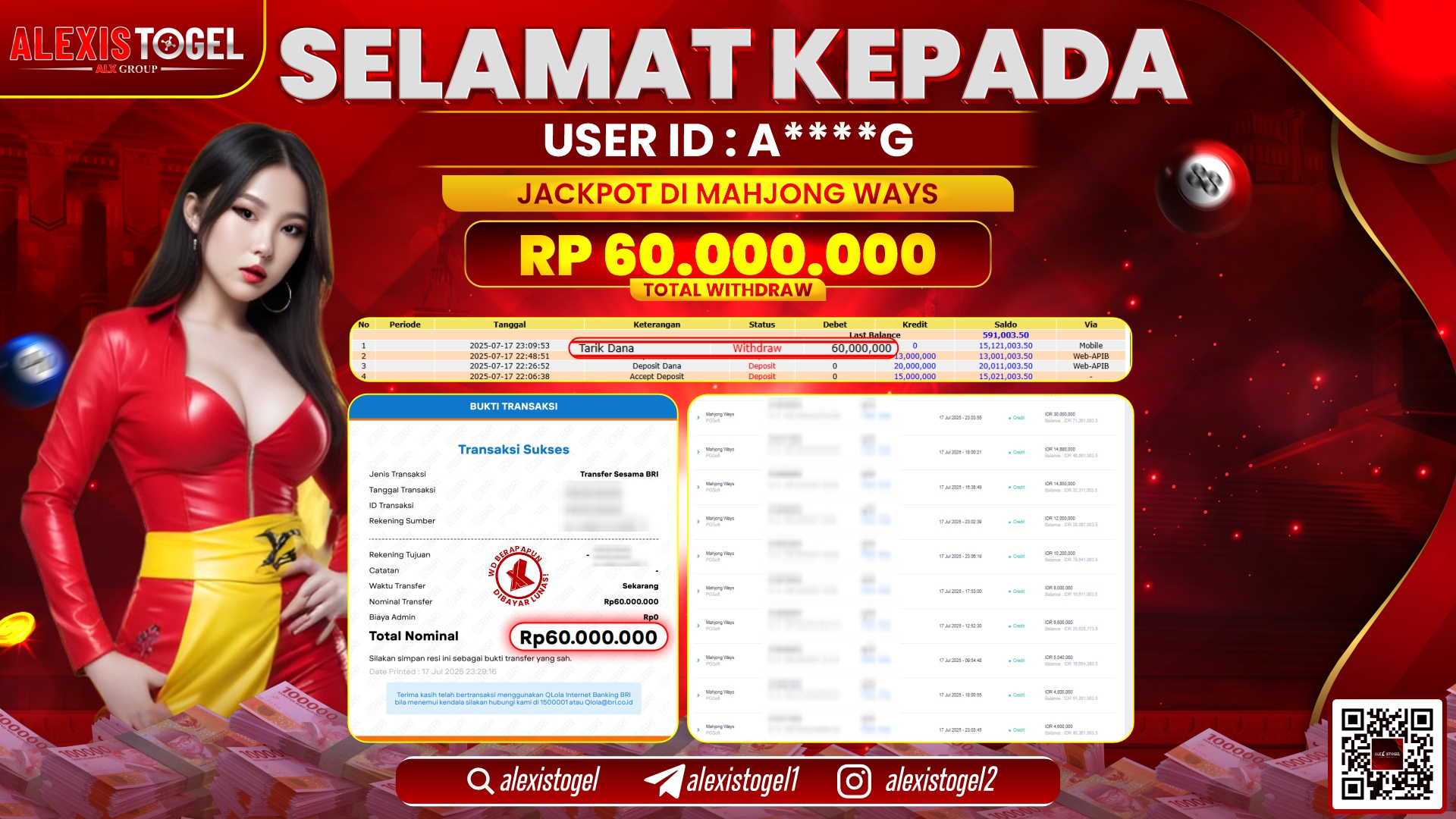 ALEXISTOGEL di SLOT MAHJONG WAYS RP.60.000.000 LUNAS