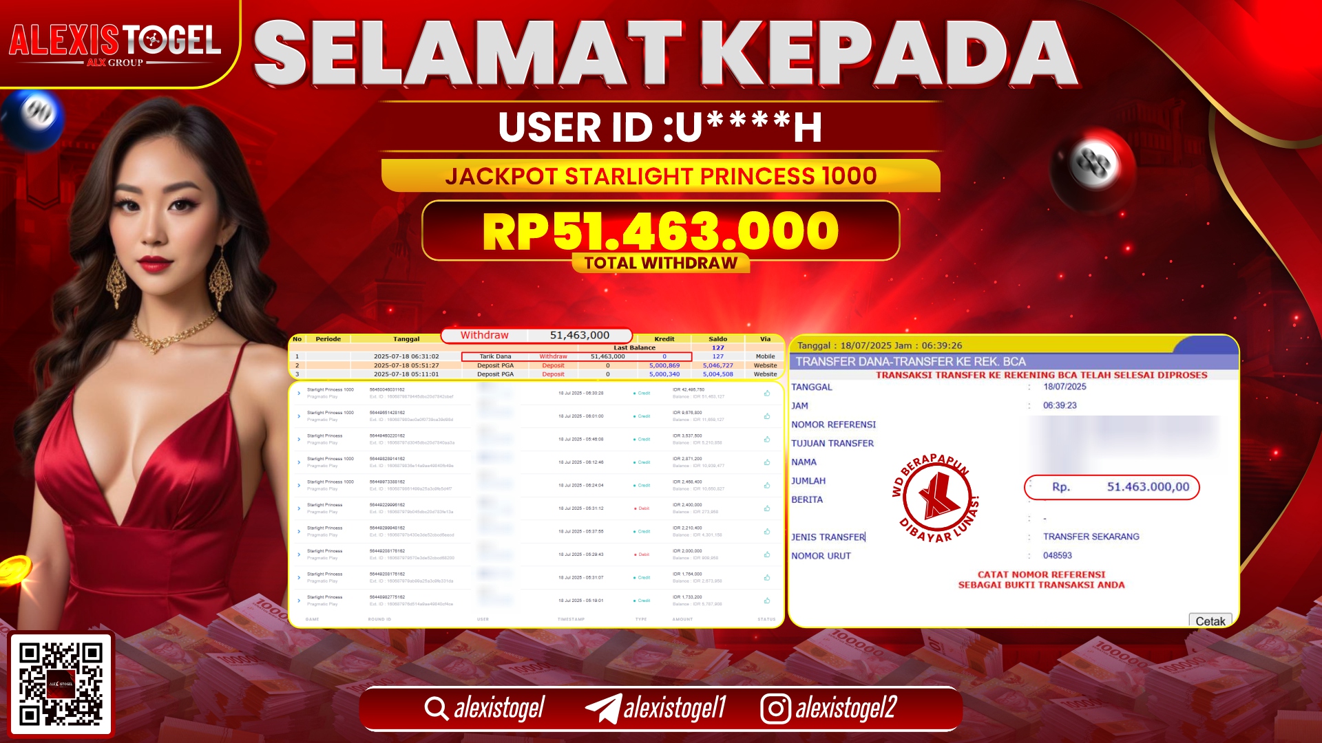 ALEXISTOGEL di SLOT STARLIGHT PRINCESS 1000 RP.51.463.000 LUNAS