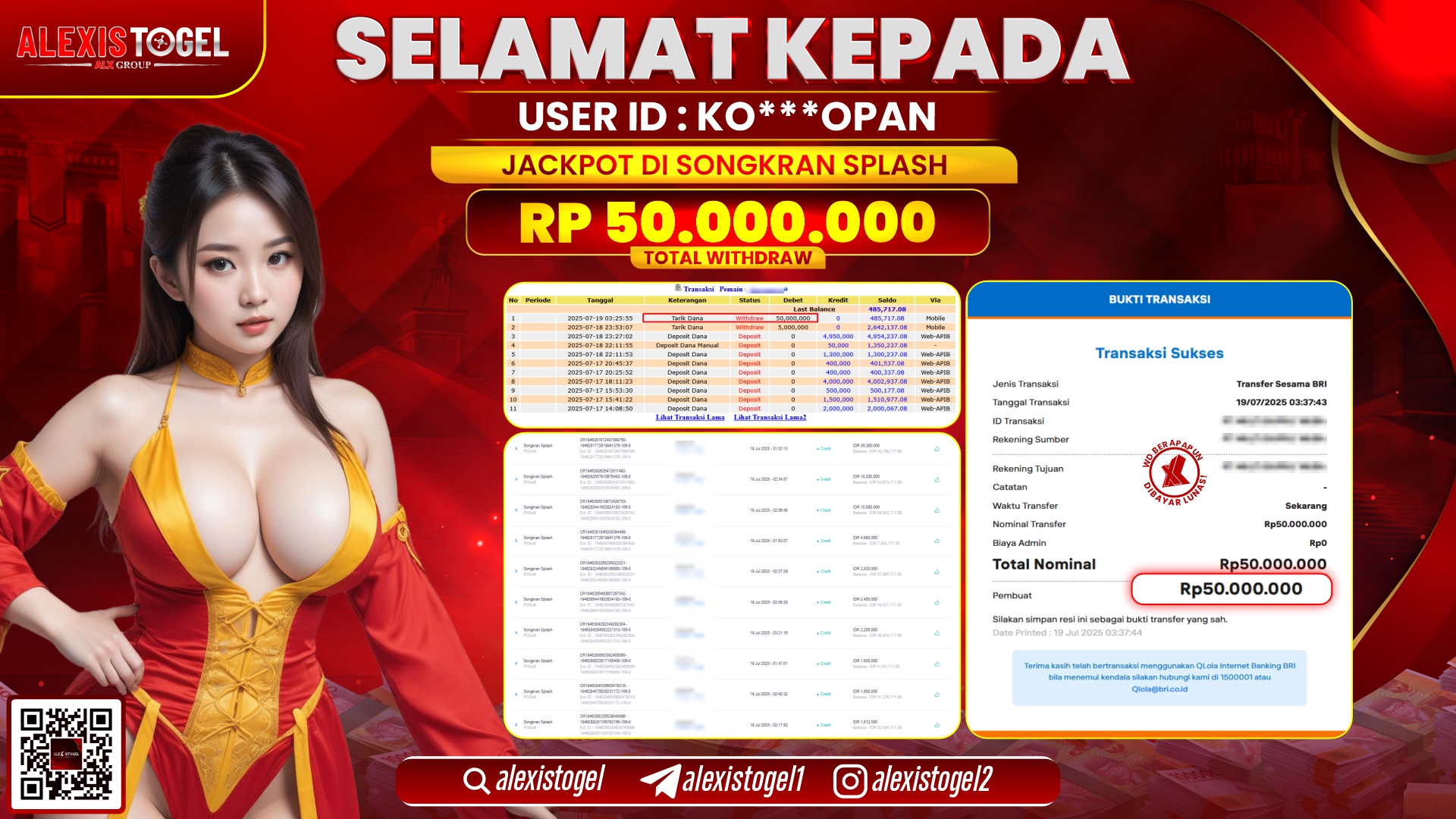 ALEXISTOGEL di SLOT SONGKRAN SPLASH RP.50.000.000 LUNAS