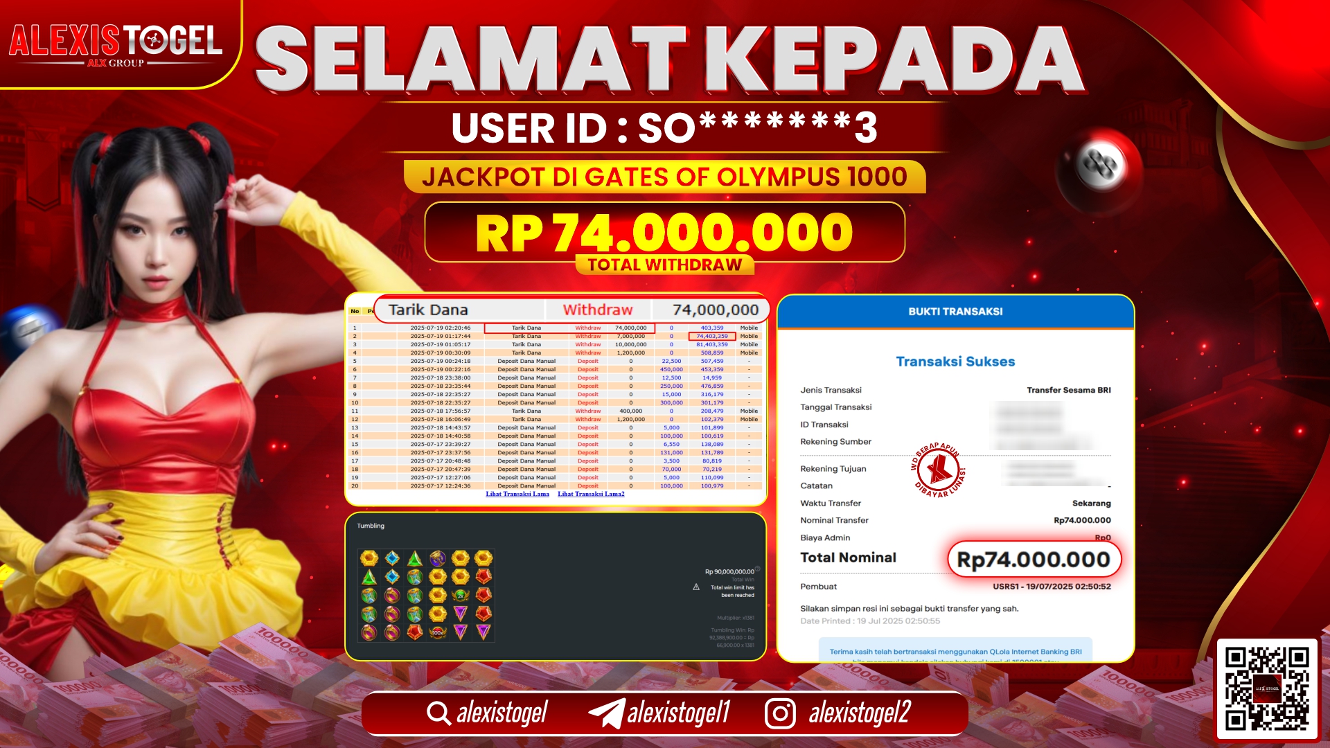 ALEXISTOGEL di SLOT GATES OF OLYMPUS 1000 RP.74.000.000 LUNAS