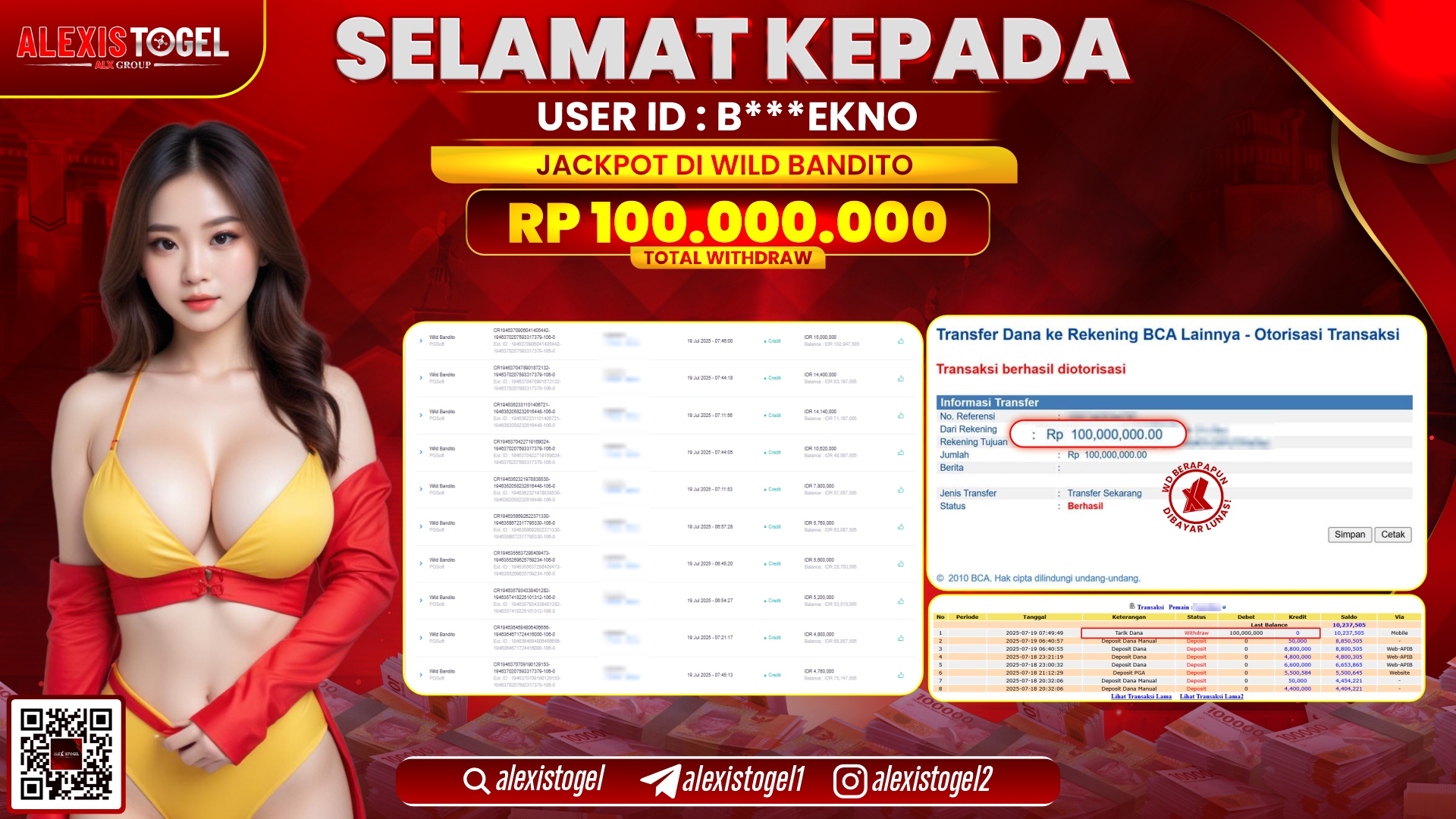 ALEXISTOGEL di SLOT WILD BANDITO RP.100.000.000 LUNAS