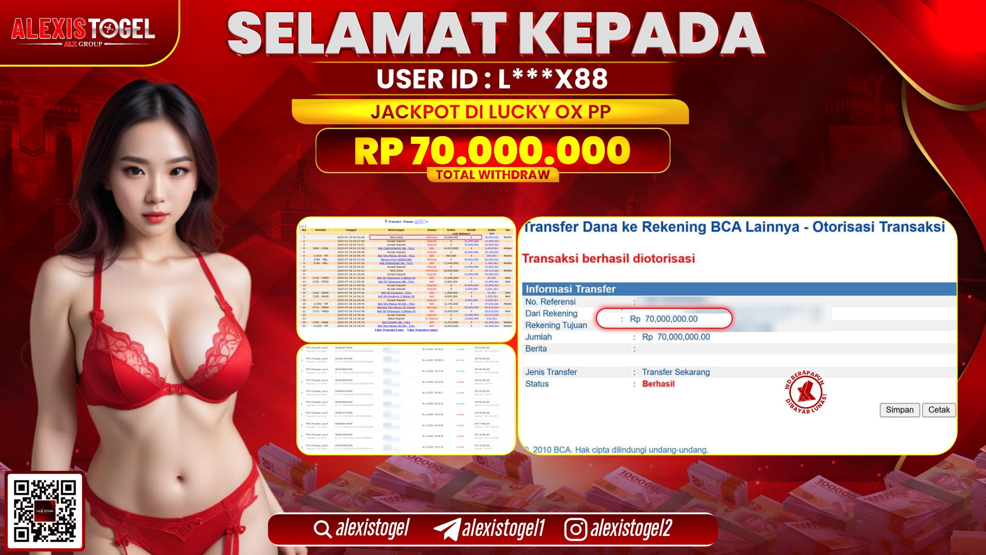 ALEXISTOGEL di LUCKY OX PP RP.70.000.000 LUNAS