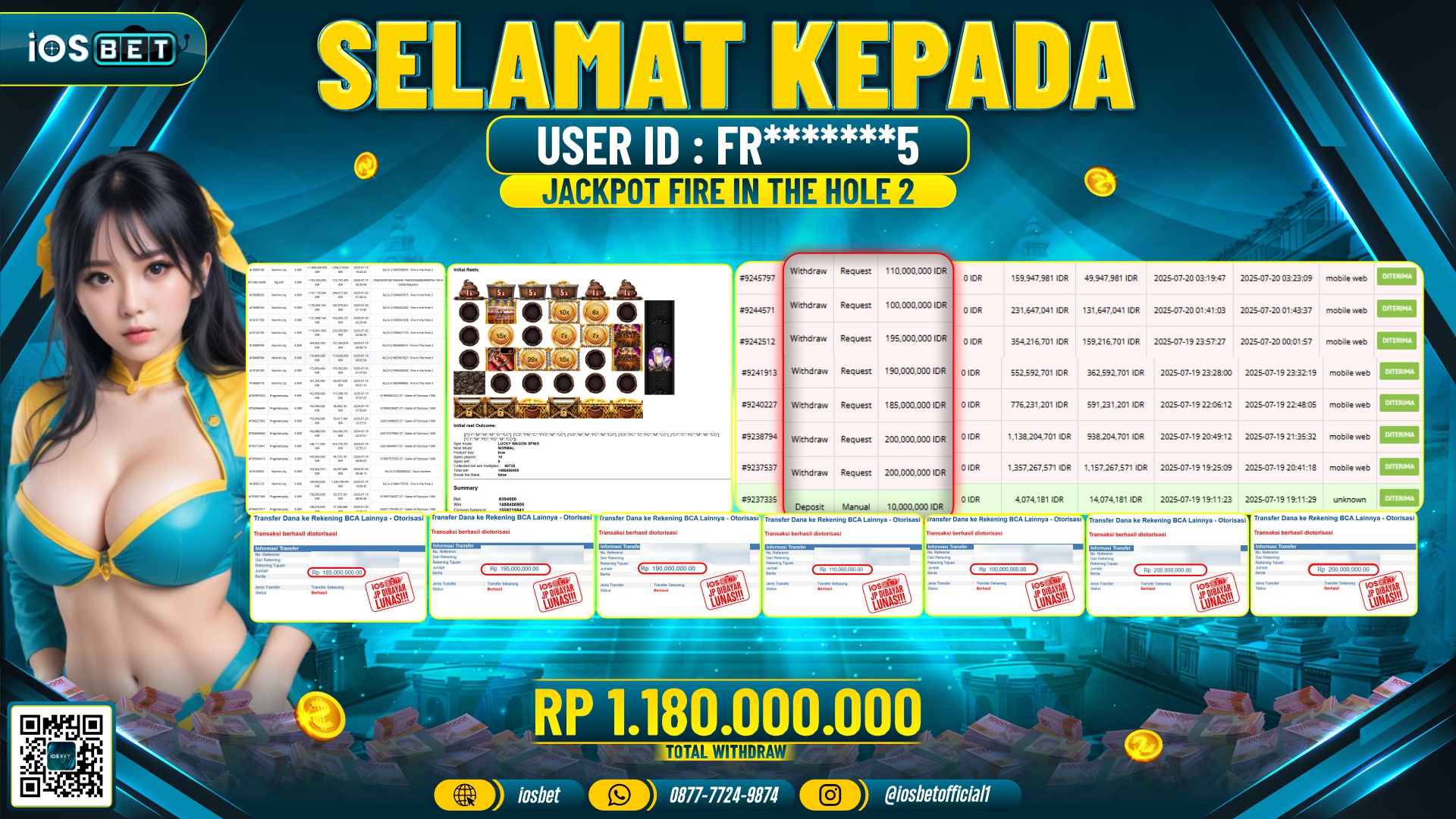 Bukti Pembayaran LUNAS SLOT GAME GACOR Rp.1.180.000.000