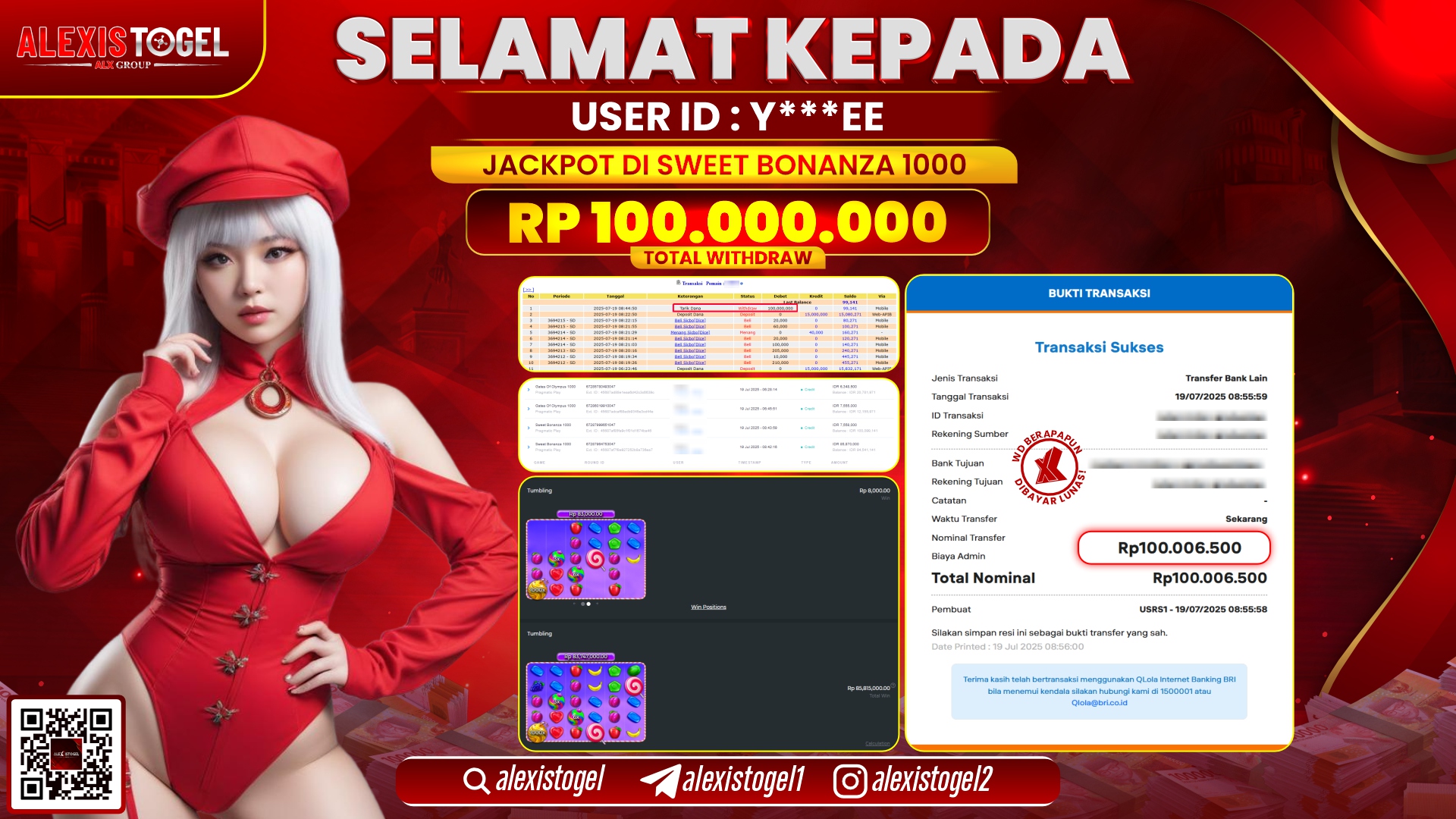 ALEXISTOGEL di SLOT SWEET BONANZA 1000 RP.100.000.000 LUNAS