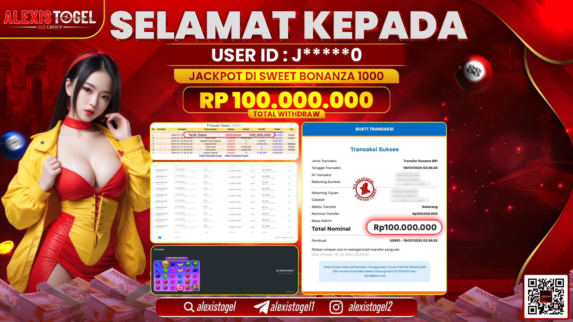 ALEXISTOGEL di SLOT SWEET BONANZA 1000 RP.100.000.000 LUNAS