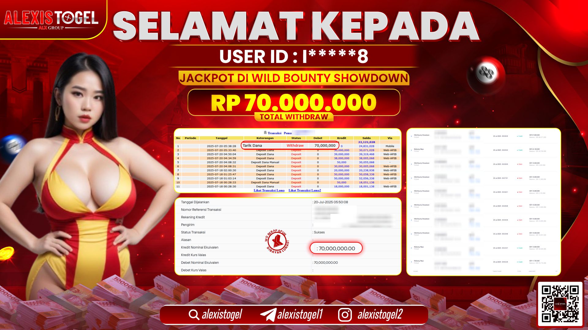 ALEXISTOGEL di SLOT WILD BOUNTY RP.70.000.000 LUNAS