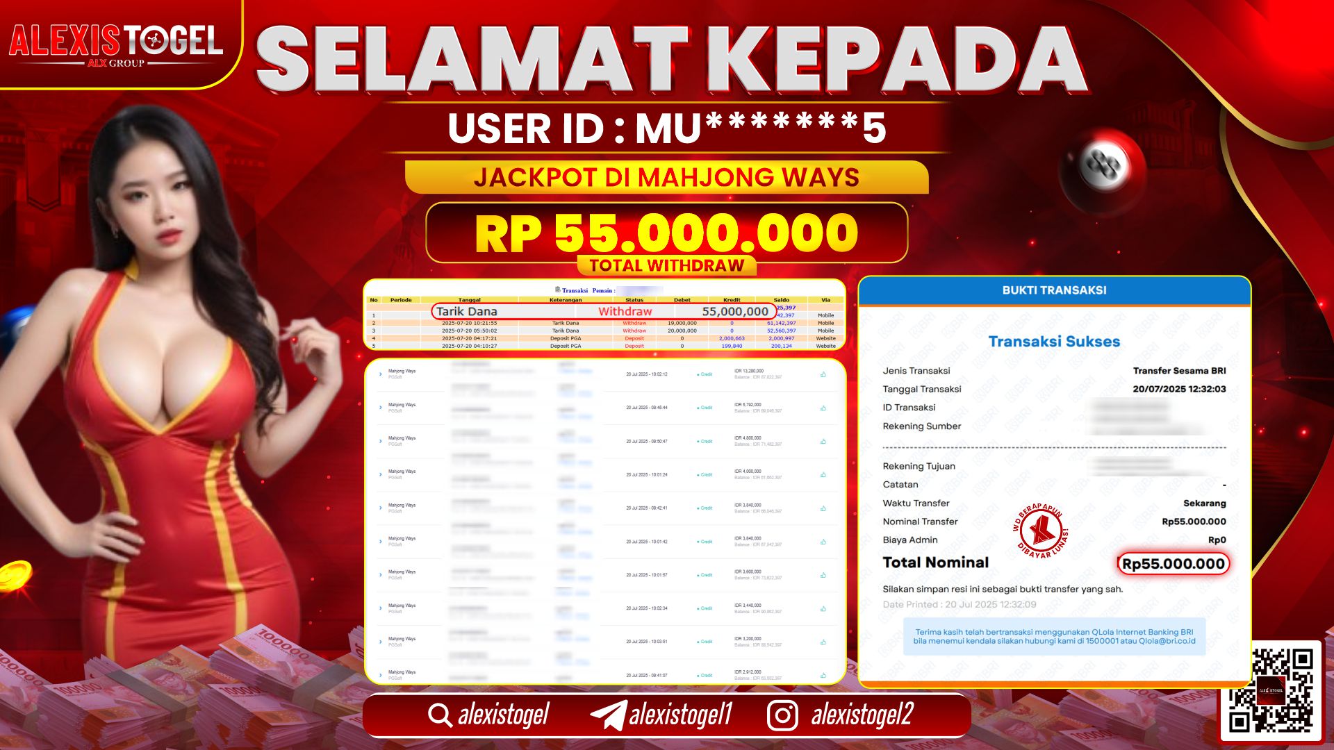 ALEXISTOGEL di SLOT MAHJONG WAYS RP.55.000.000 LUNAS