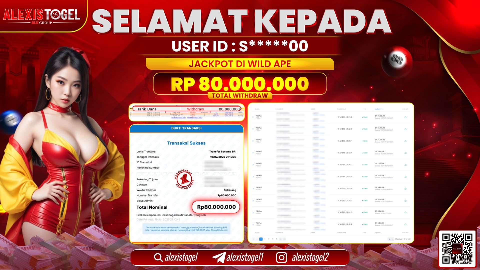 ALEXISTOGEL di SLOT WILD APE RP.80.000.000 LUNAS