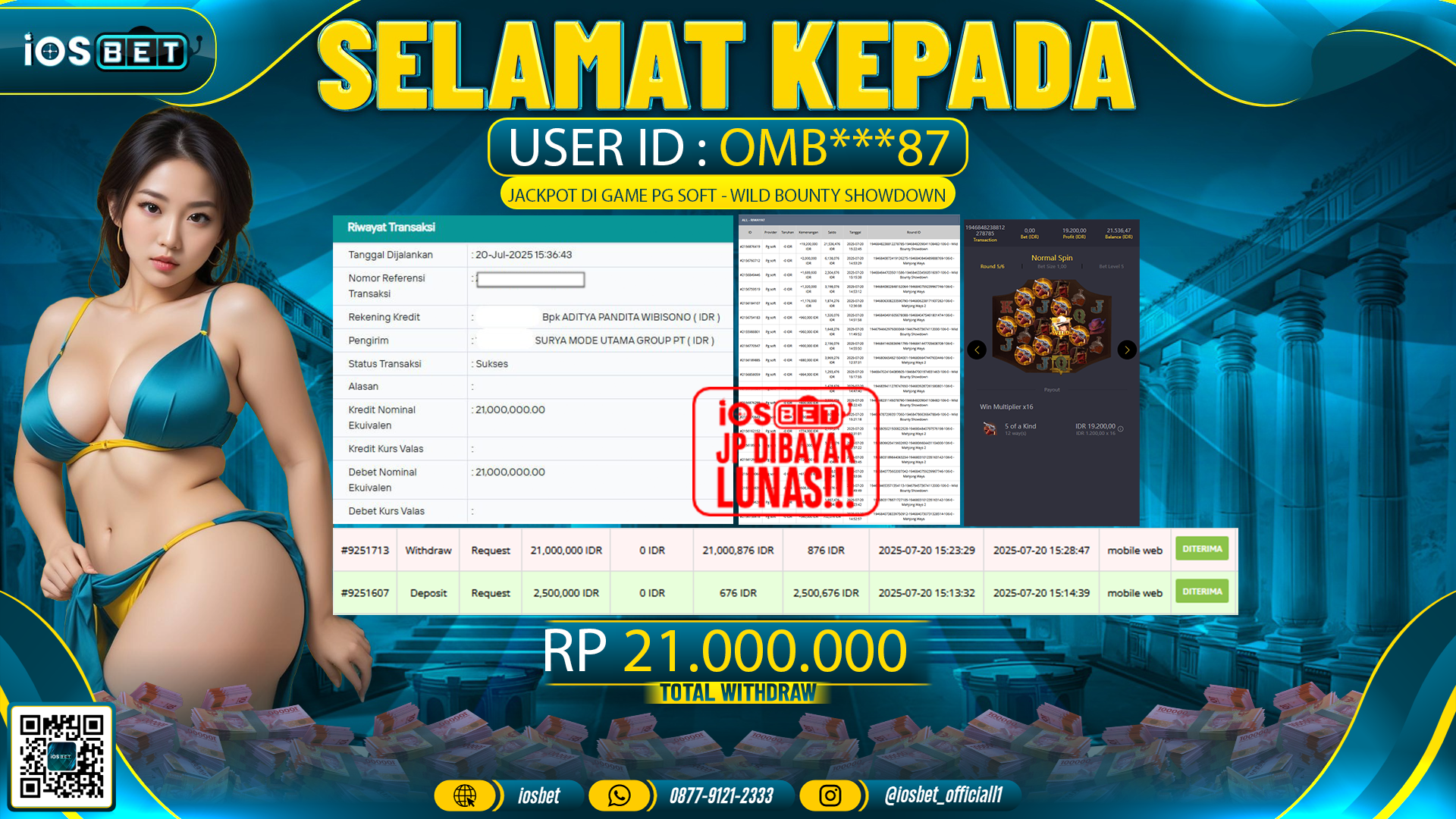 Bukti Pembayaran LUNAS SLOT GAME GACOR Rp.21.000.000