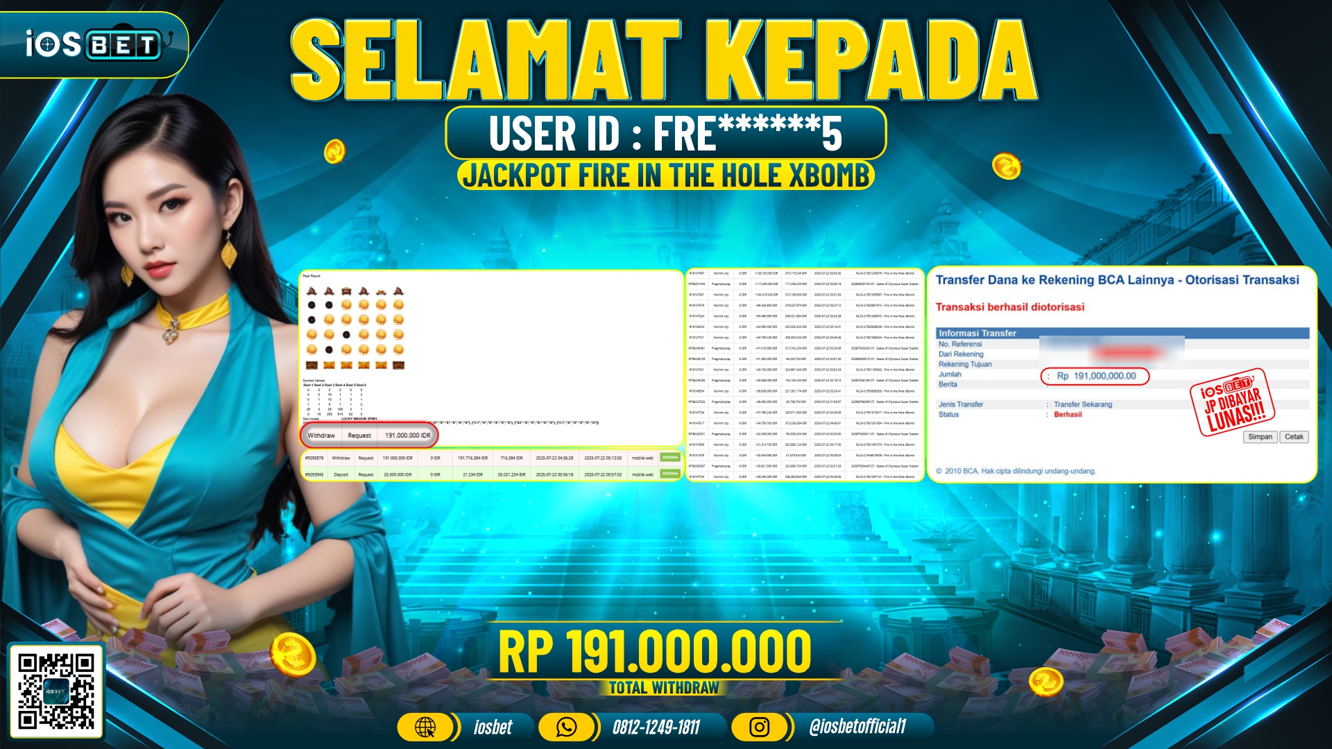 Bukti Pembayaran LUNAS SLOT GAME GACOR Rp.191.000.000