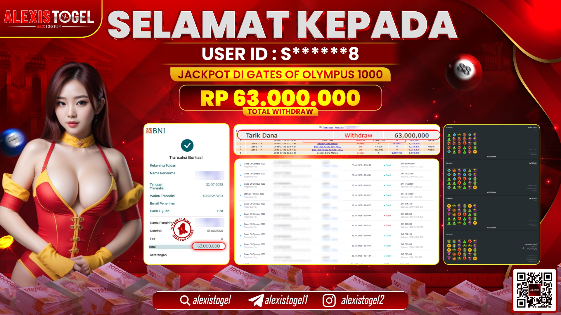 ALEXISTOGEL di SLOT GATES OF OLYMPUS RP.63.000.000 LUNAS