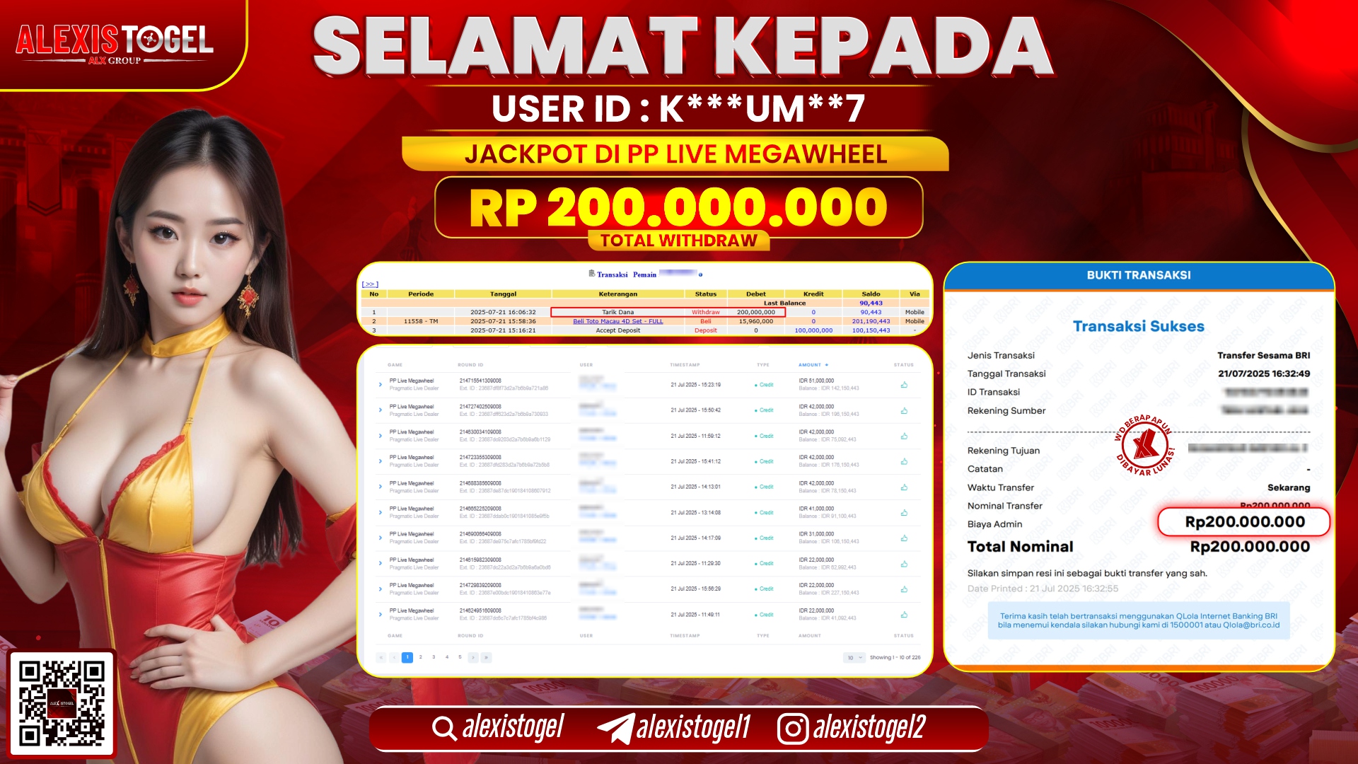 ALEXISTOGEL di PP LIVE MEGAWHEEL RP.200.000.000 LUNAS