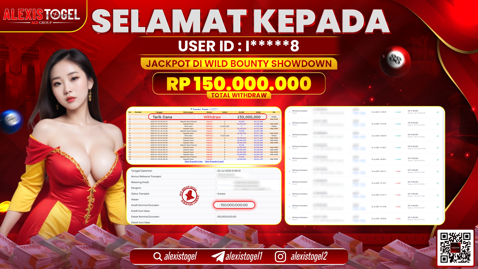 ALEXISTOGEL di SLOT WILD BOUNTY SHOWDOWN RP.150.000.000 LUNAS