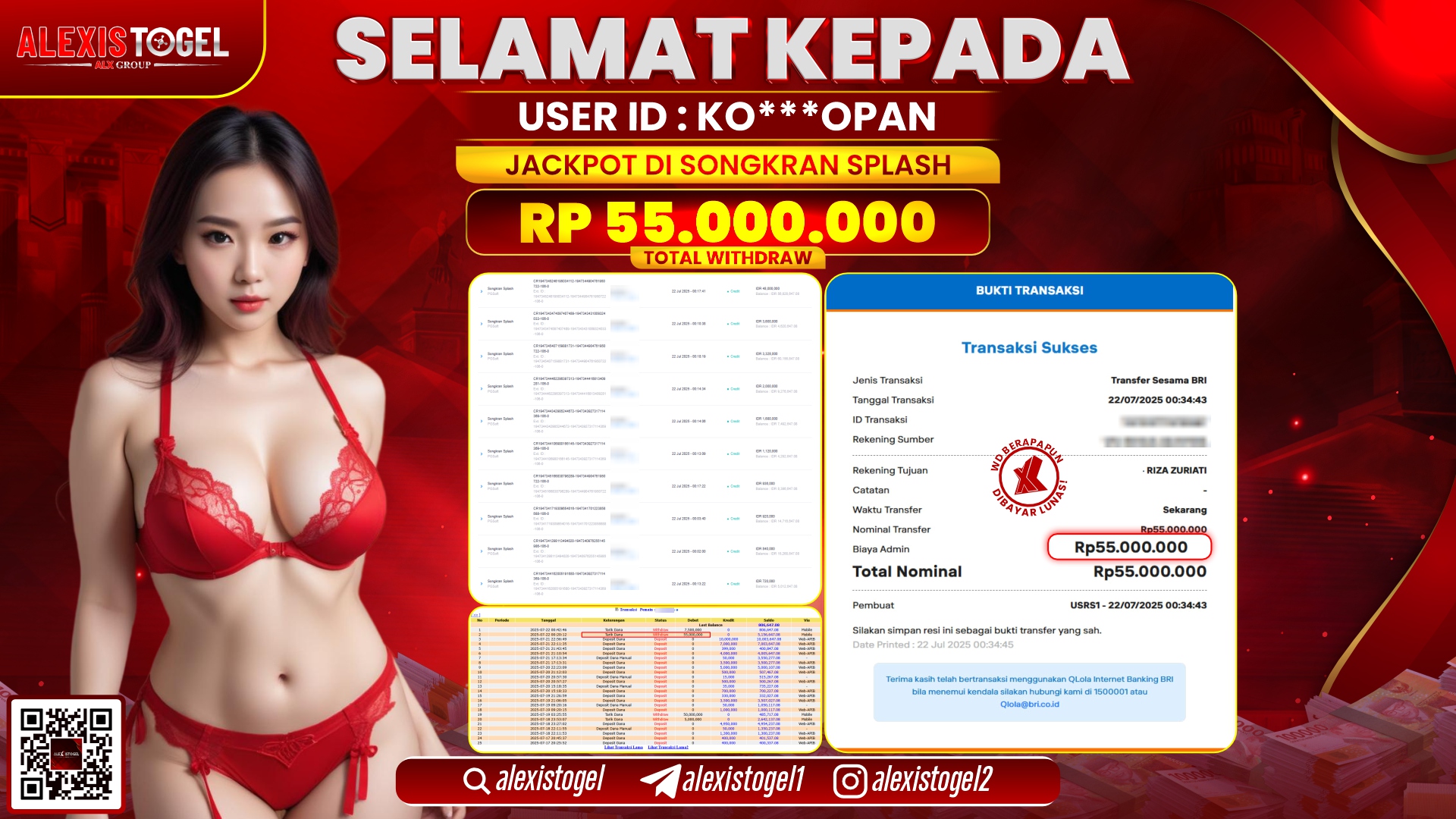 ALEXISTOGEL di SLOT SONGKRAN SPLASH RP.55.000.000 LUNAS