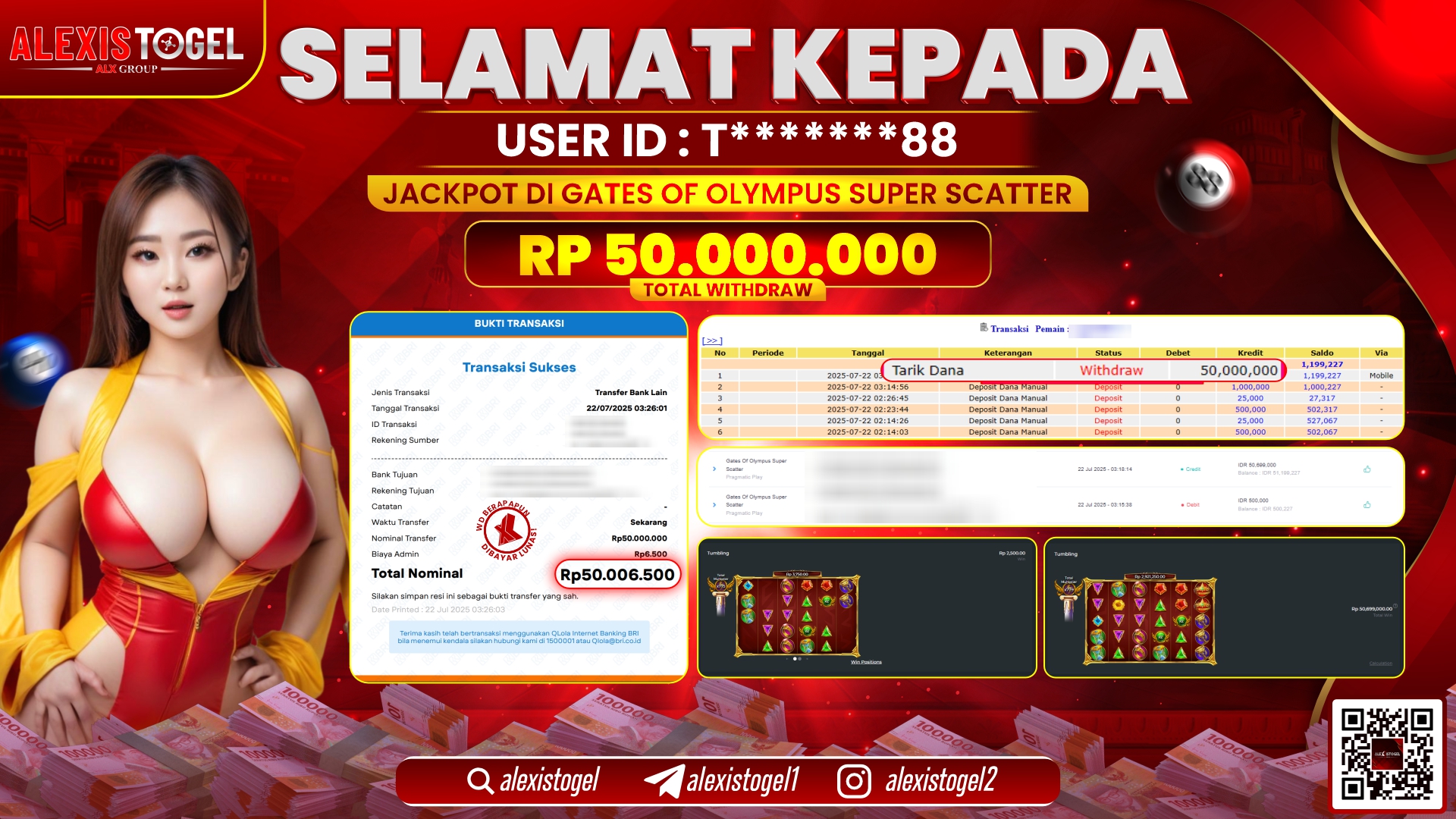 ALEXISTOGEL di SLOT GATES OF OLYMPUS SUPER SCATTER RP.50.000.000 LUNAS