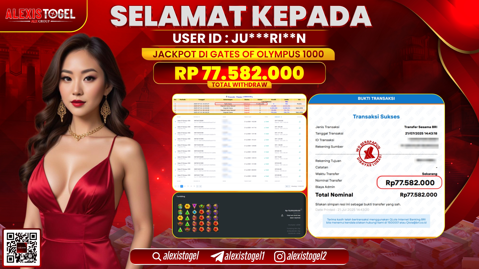 ALEXISTOGEL di SLOT GATES OF OLYMPUS RP.77.582.000 LUNAS