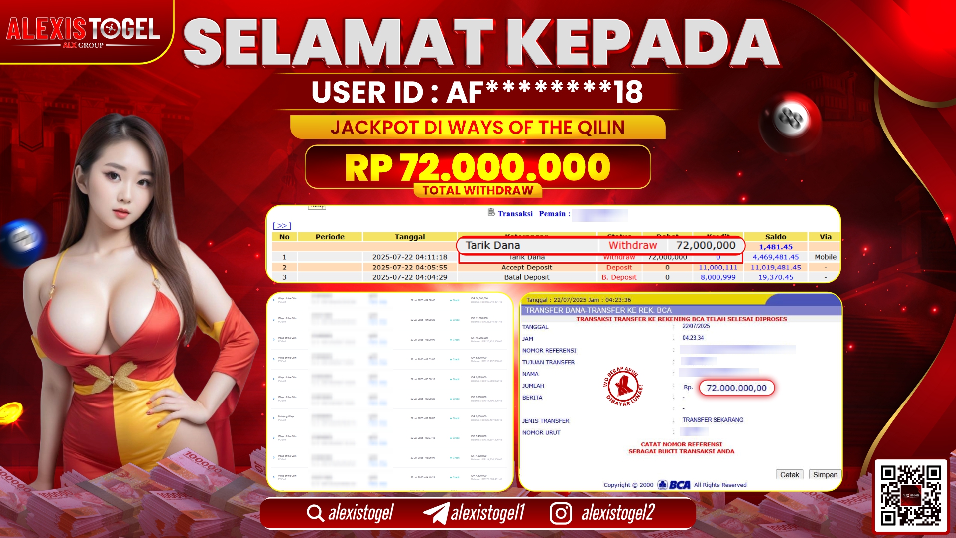 ALEXISTOGEL di SLOT WAYS OF THE QILIN RP.72.000.000 LUNAS