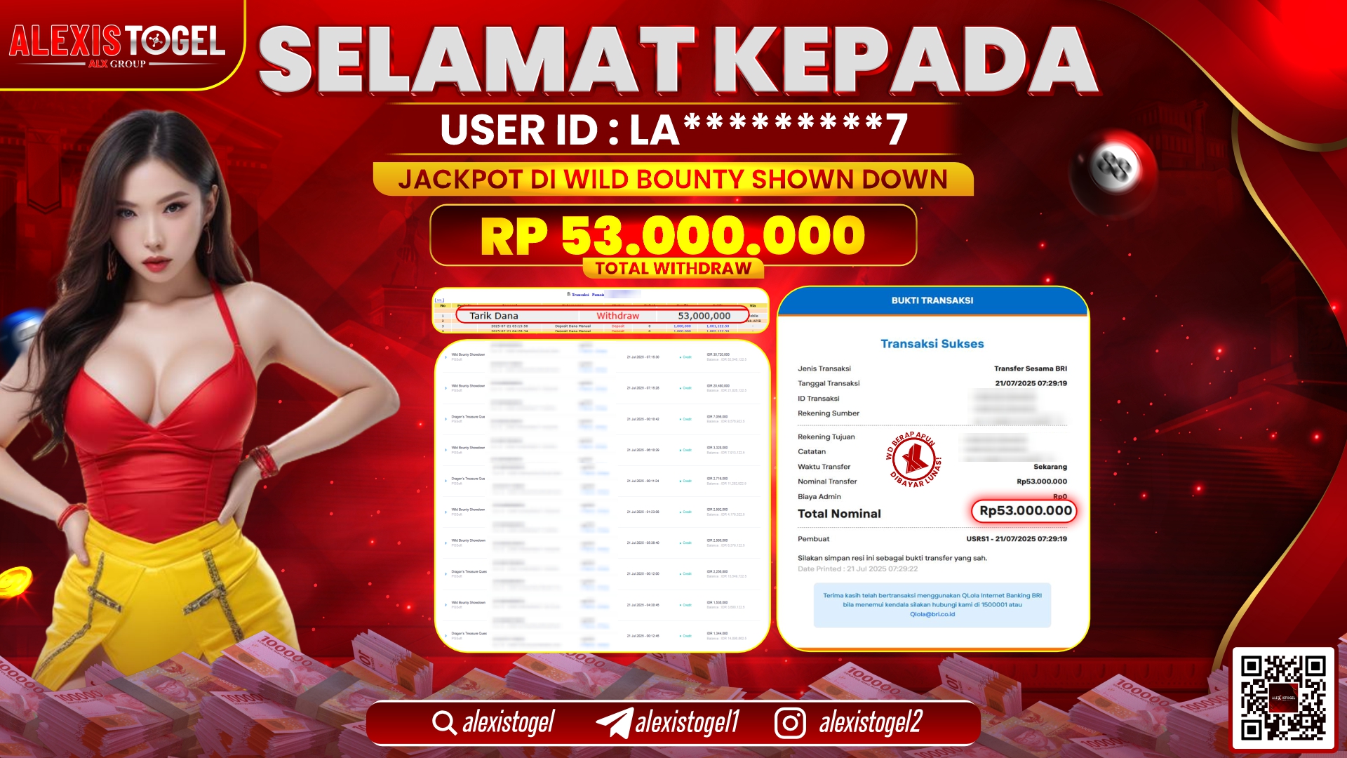 ALEXISTOGEL di SLOT WILD BOUNTY SHOWDOWN RP.53.000.000 LUNAS