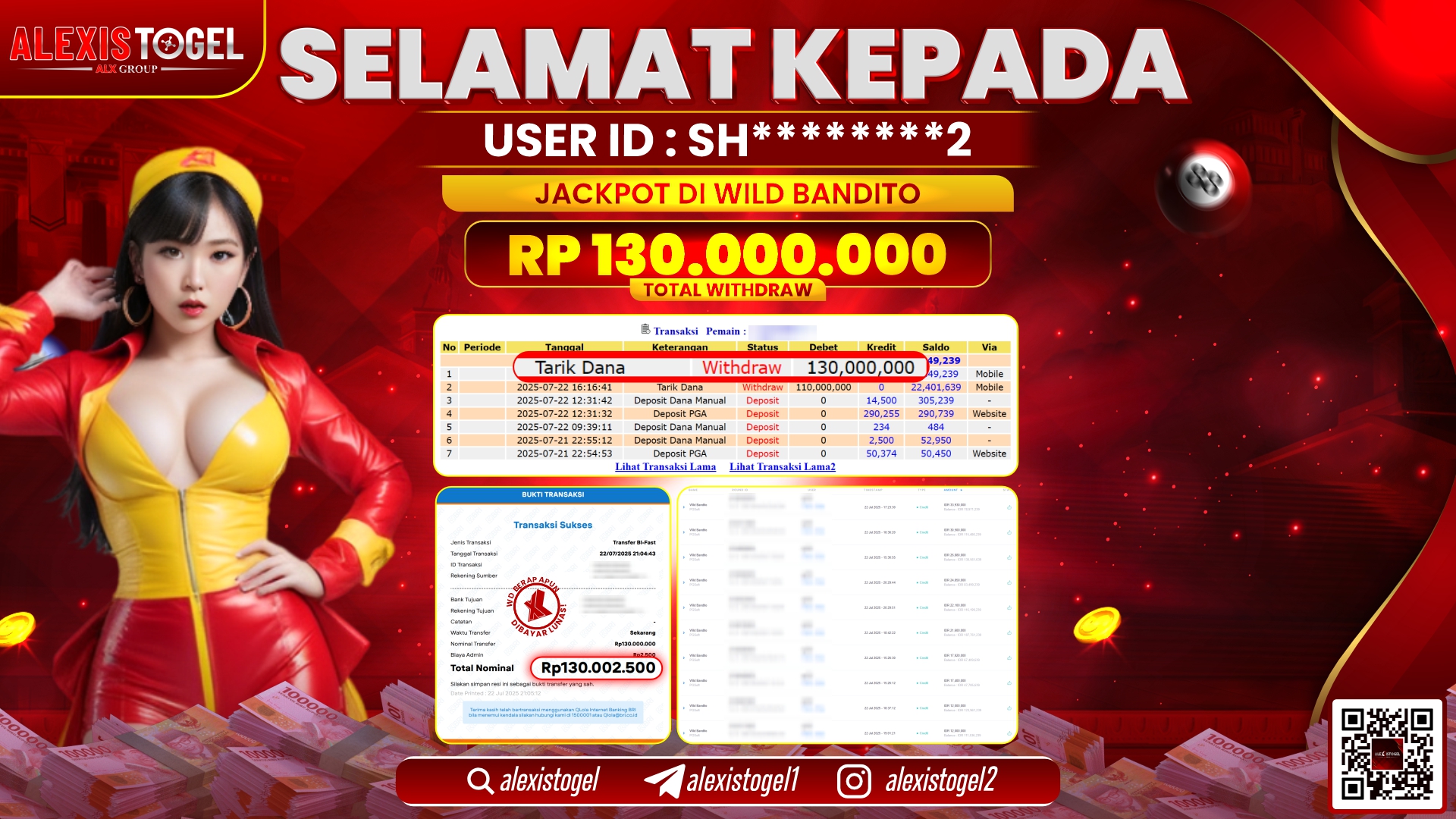 ALEXISTOGEL di SLOT WILD BANDITO RP.130.000.000 LUNAS