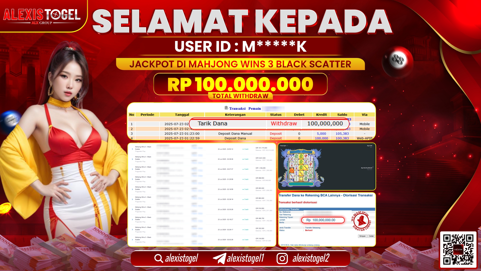 ALEXISTOGEL di SLOT MAHJONG WINS 3 BLACK SCATTER RP.100.000.000 LUNAS