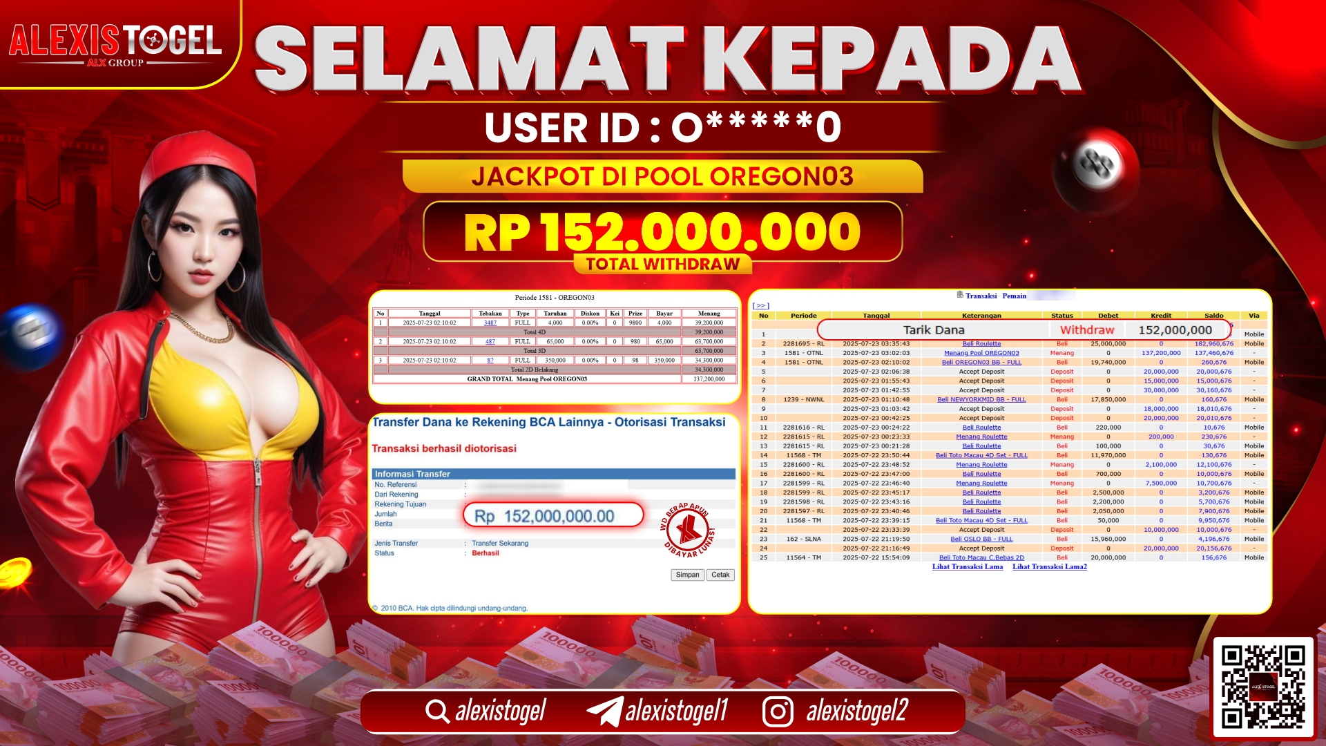 ALEXISTOGEL di TOGEL POOL OREGON03 RP.152.000.000 LUNAS