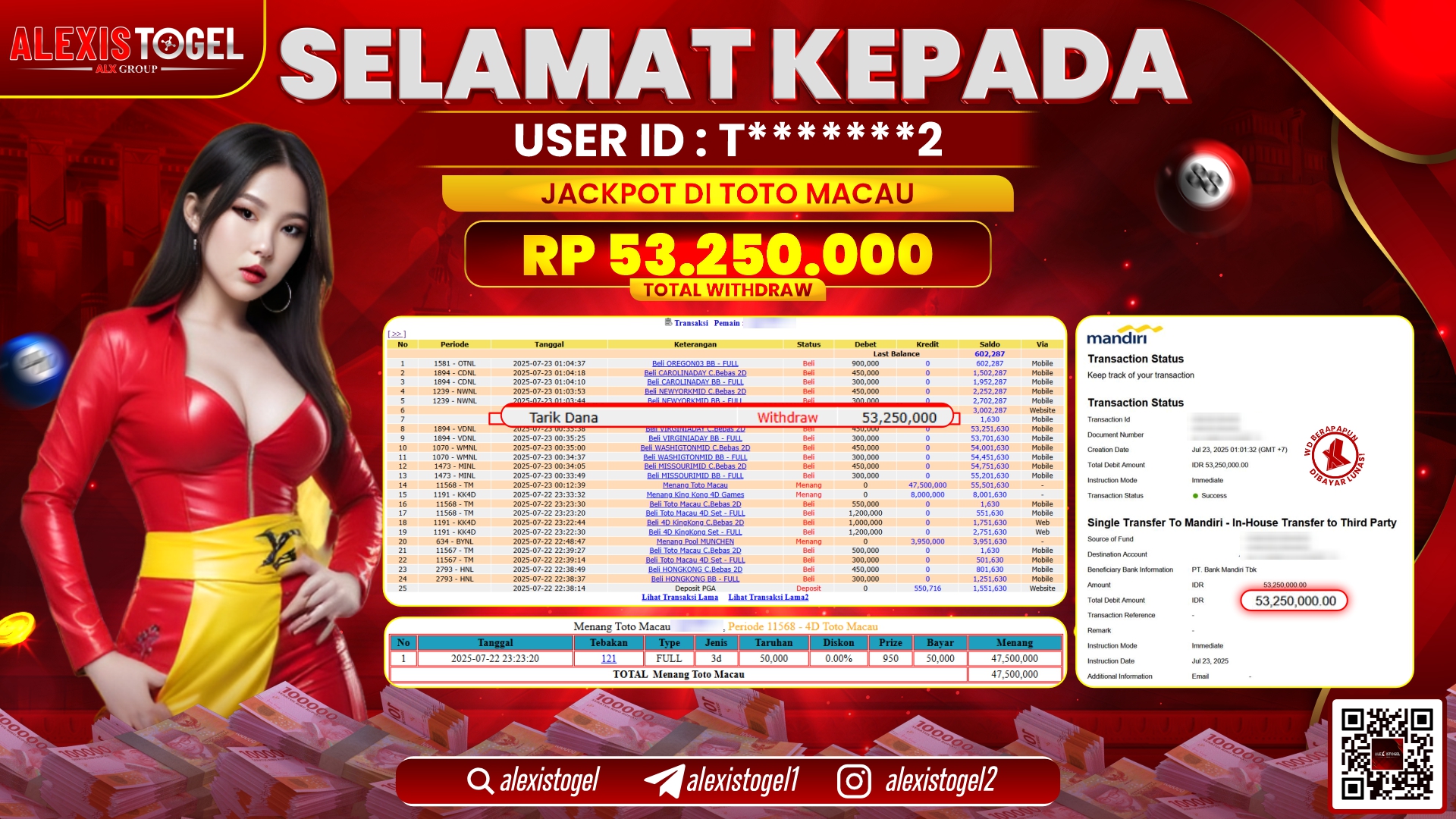 ALEXISTOGEL di TOGEL TOTOMACAU RP.53.250.000 LUNAS