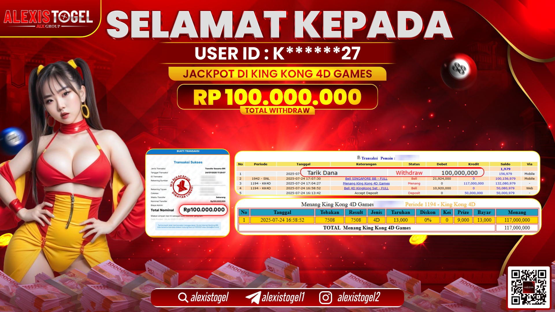 ALEXISTOGEL di TOGEL KINGKONG 4D GAMES RP.100.000.000 LUNAS