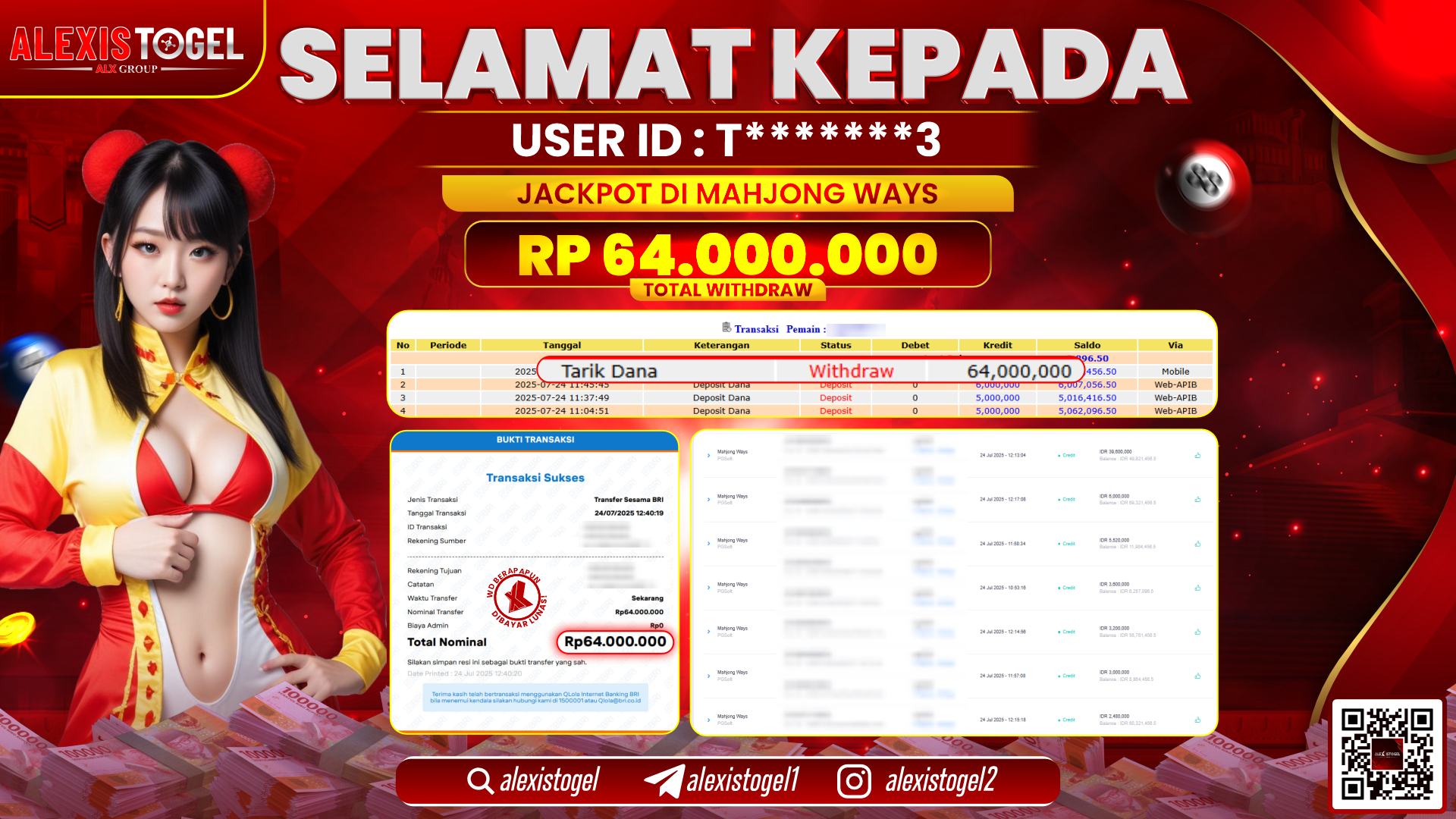 ALEXISTOGEL di SLOT MAHJONG WAYS RP.64.000.000 LUNAS