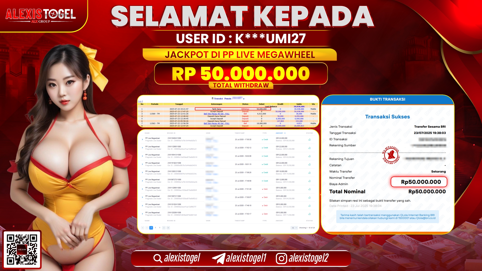 ALEXISTOGEL di PP LIVE MEGAWHEEL RP.50.000.000 LUNAS