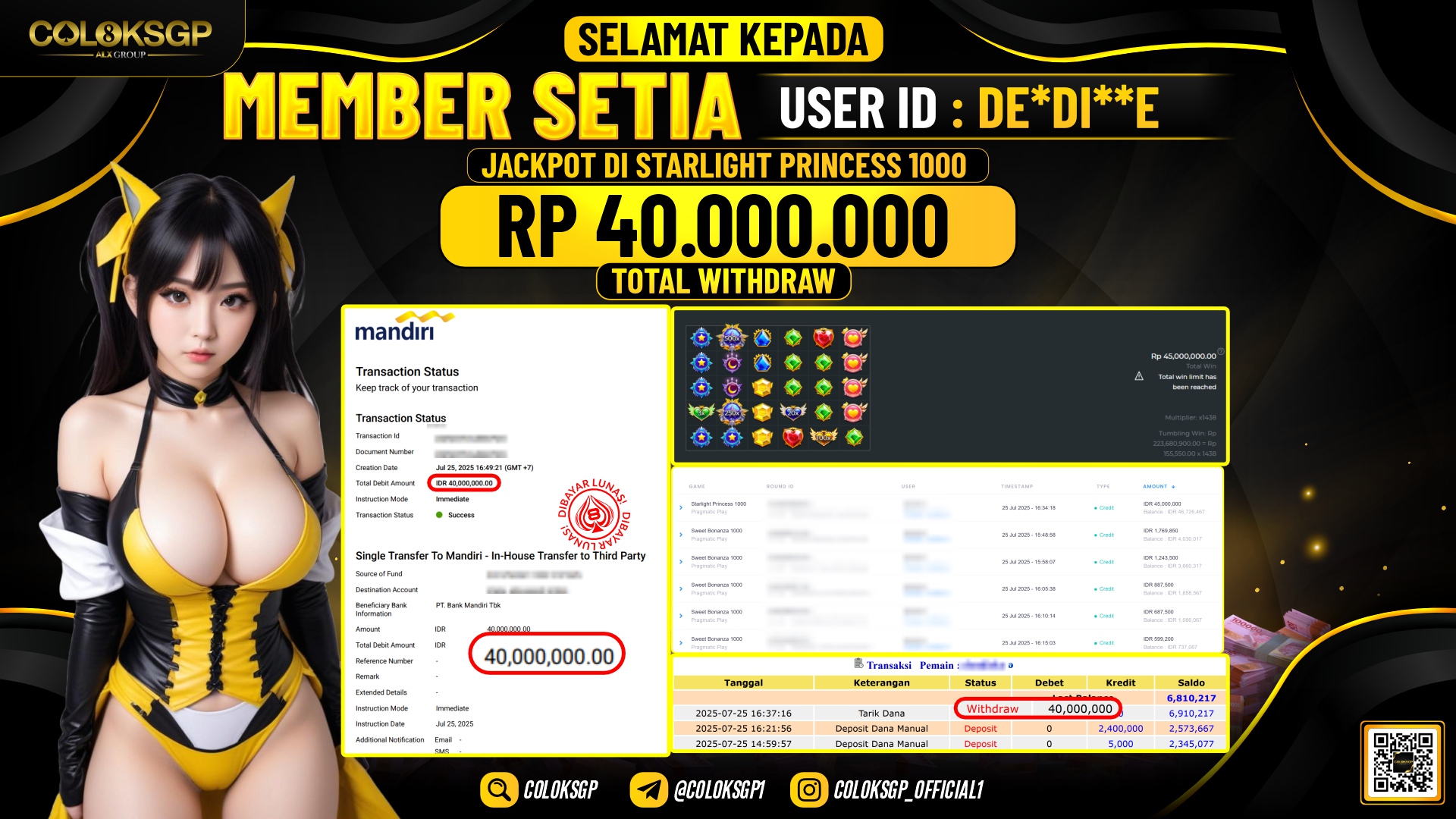 COLOKSGP JACKPOT SLOT STARLIGHT PRINCESS 1000