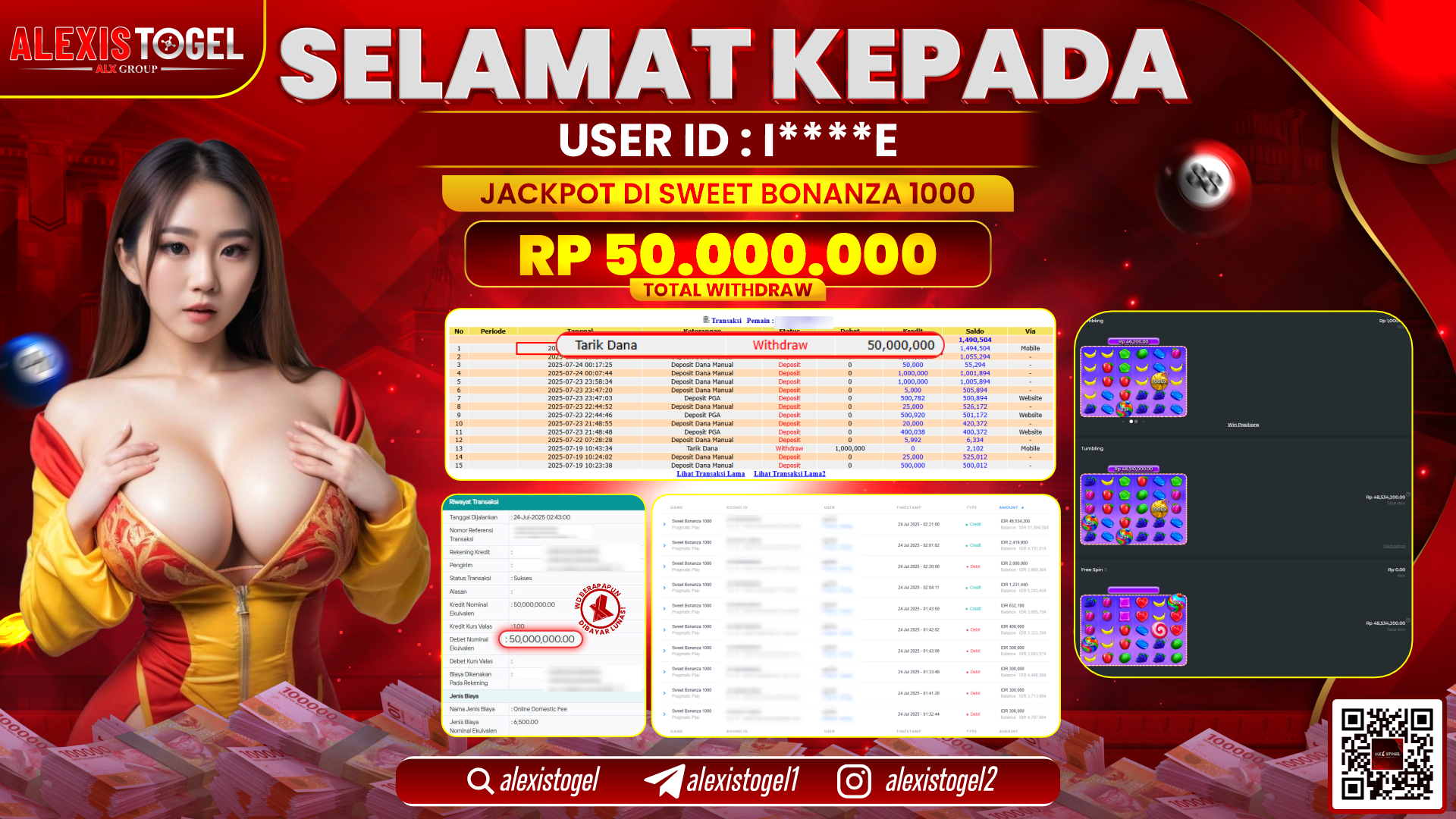 ALEXISTOGEL di SLOT SWEET BONANZA 1000 RP.50.000.000 LUNAS