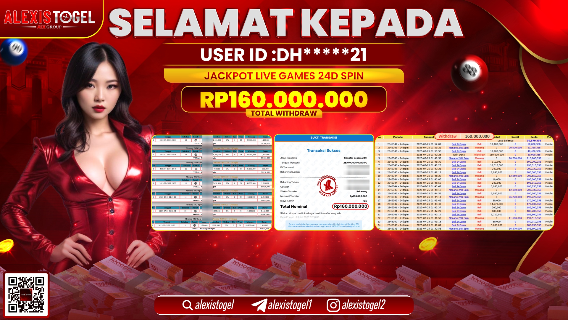 ALEXISTOGEL di LIVE GAMES 24D SPIN RP.160.000.000 LUNAS