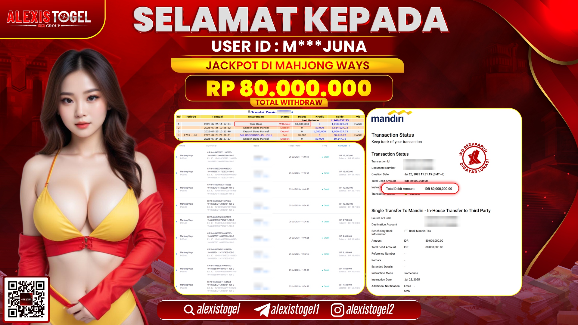 ALEXISTOGEL di SLOT MAHJONG WAYS RP.80.000.000 LUNAS