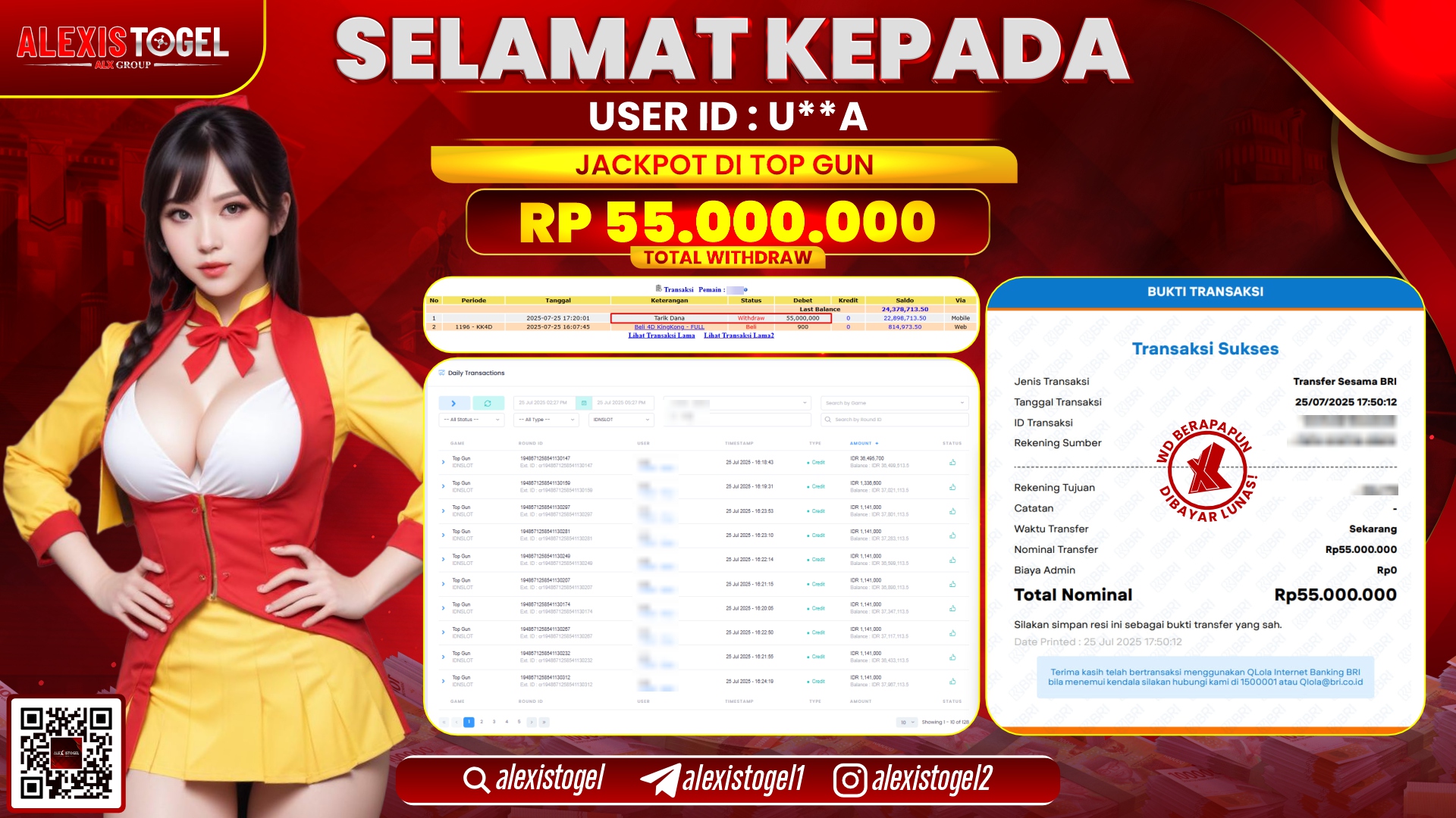 ALEXISTOGEL di SLOT TOP GUN RP.55.000.000 LUNAS