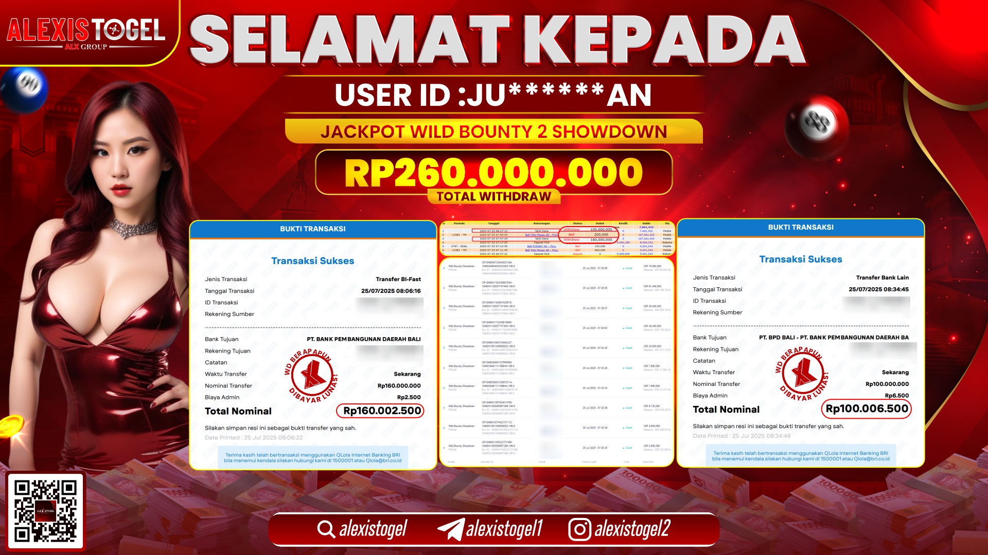 ALEXISTOGEL di SLOT WILD BOUNTY SHOWDOWN RP.260.000.000 LUNAS