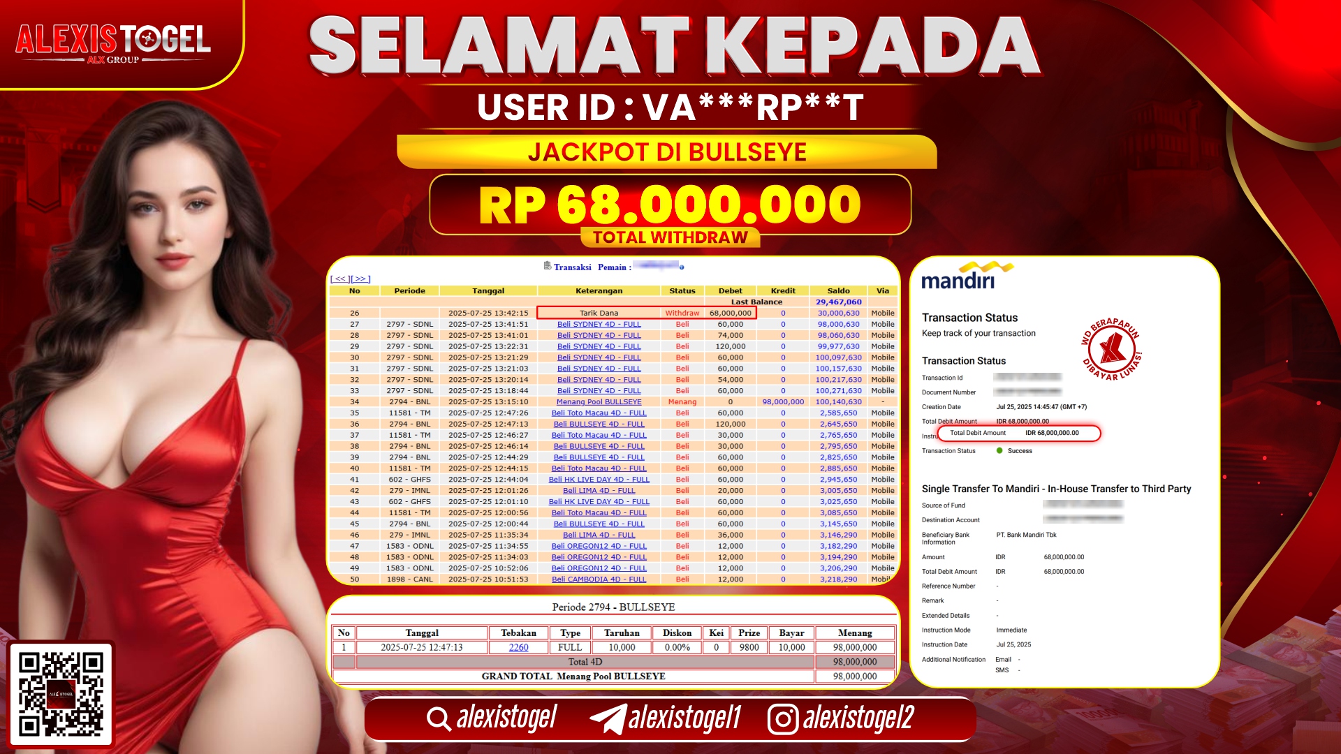 ALEXISTOGEL di TOGEL BULLSEYE RP.68.000.000 LUNAS