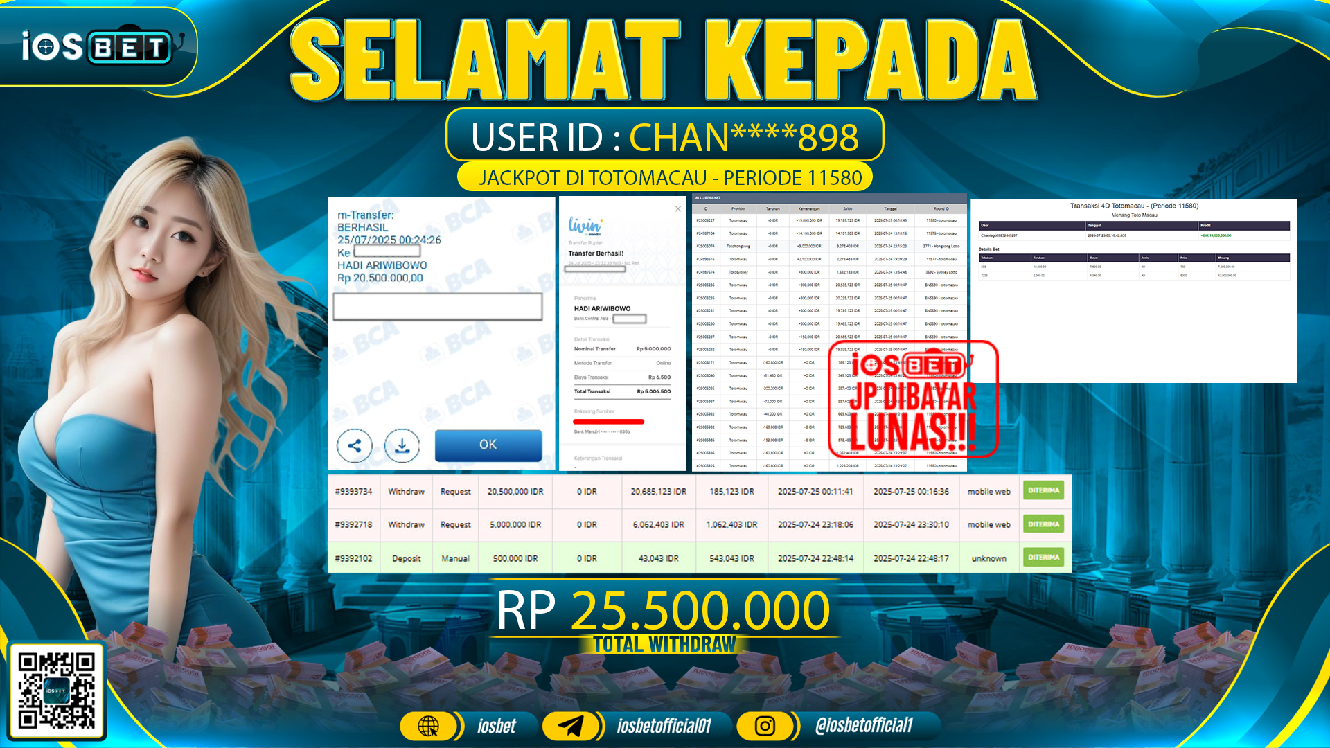 Bukti Pembayaran LUNAS LATTO GAME GACOR  Rp.25.500.000