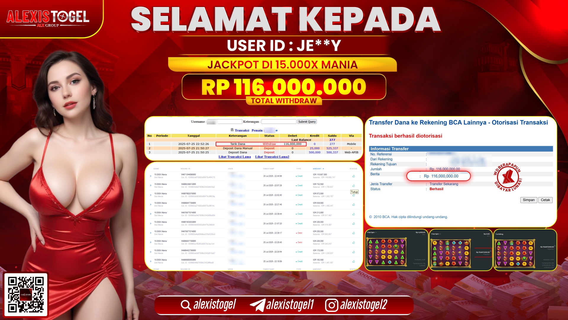 ALEXISTOGEL di SLOT 15.000X MANIA RP.116.000.000 LUNAS
