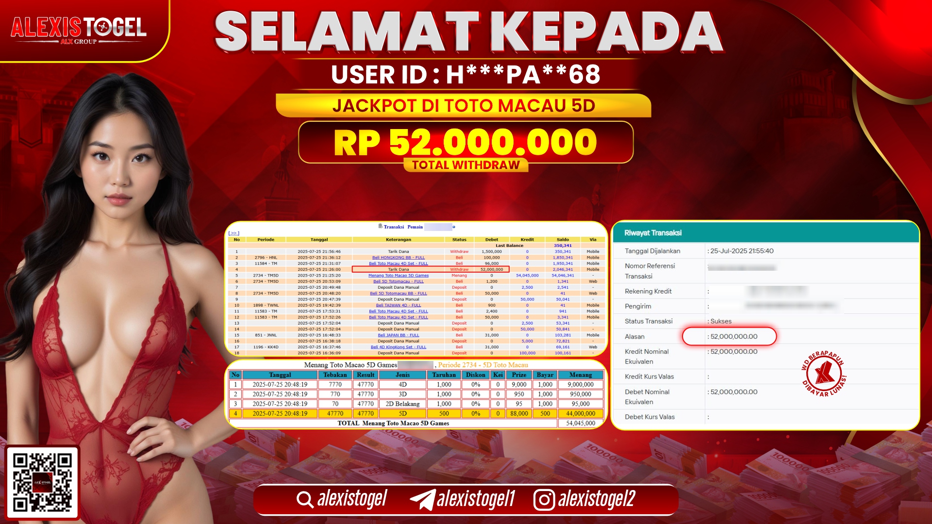 ALEXISTOGEL di TOGEL TOTOMACAU 5D RP.52.000.000 LUNAS