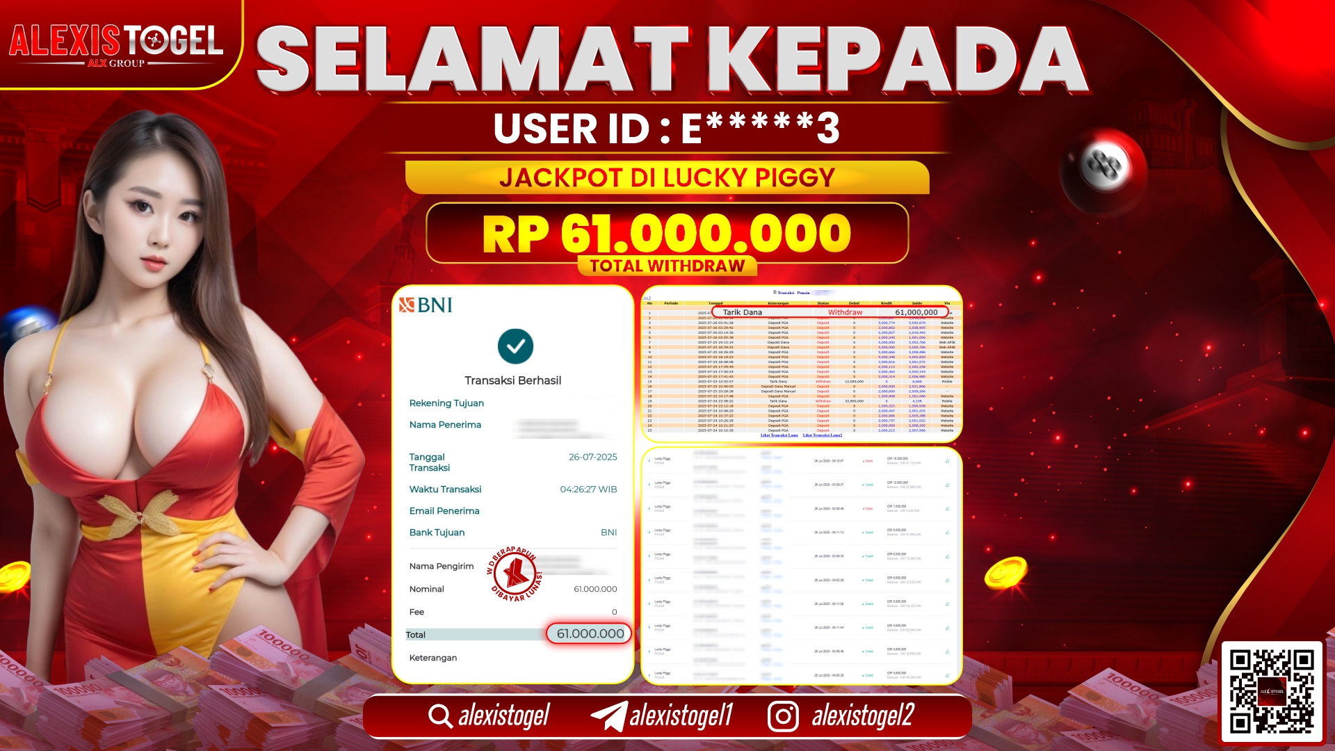 ALEXISTOGEL di SLOT LUCKY PIGGY RP.61.000.000 LUNAS