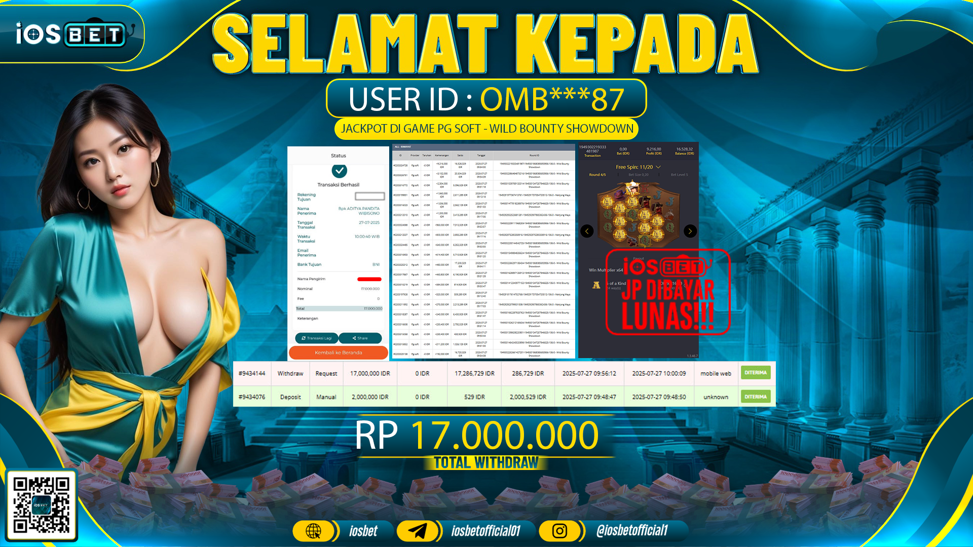 Bukti Pembayaran LUNAS SLOT GAME GACOR  Rp.17.000.000