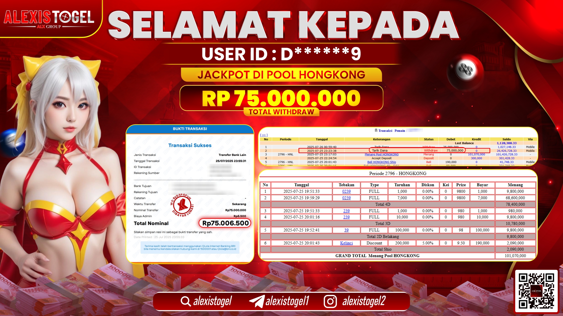 ALEXISTOGEL di TOGEL POOL HONGKONG RP.75.000.000 LUNAS