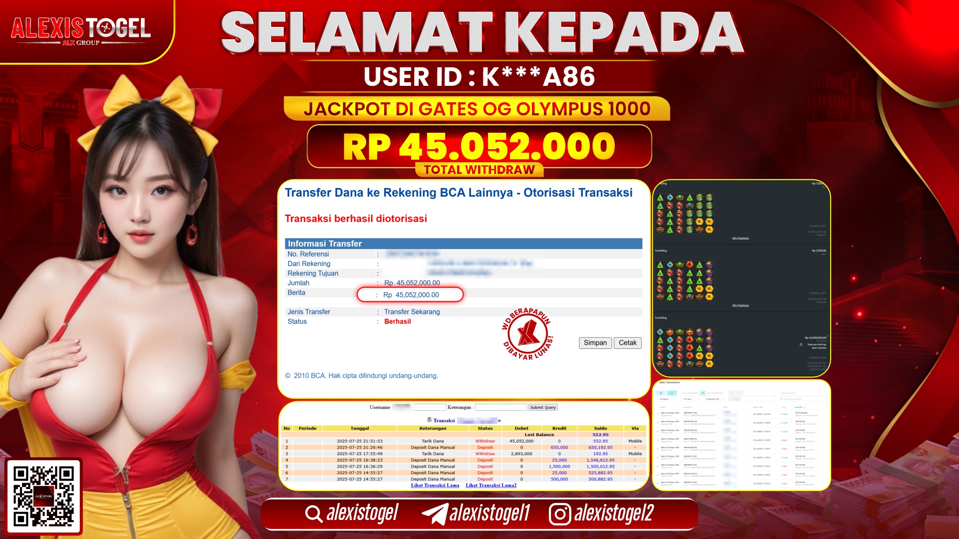 ALEXISTOGEL di SLOT GATES OF OLYMPUS RP.45.052.000 LUNAS