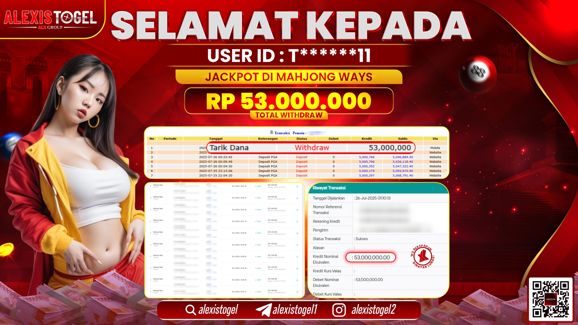 ALEXISTOGEL di SLOT MAHJONG WAYS RP.53.000.000 LUNAS