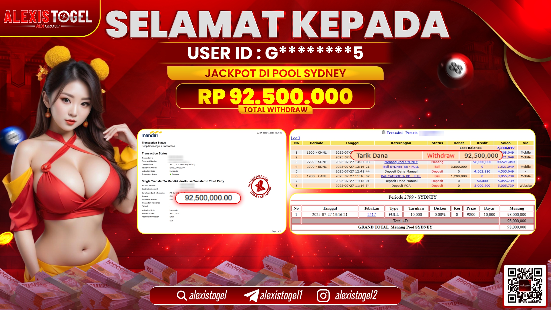 ALEXISTOGEL di TOGEL POOL SYDNEY RP.92.500.000 LUNAS
