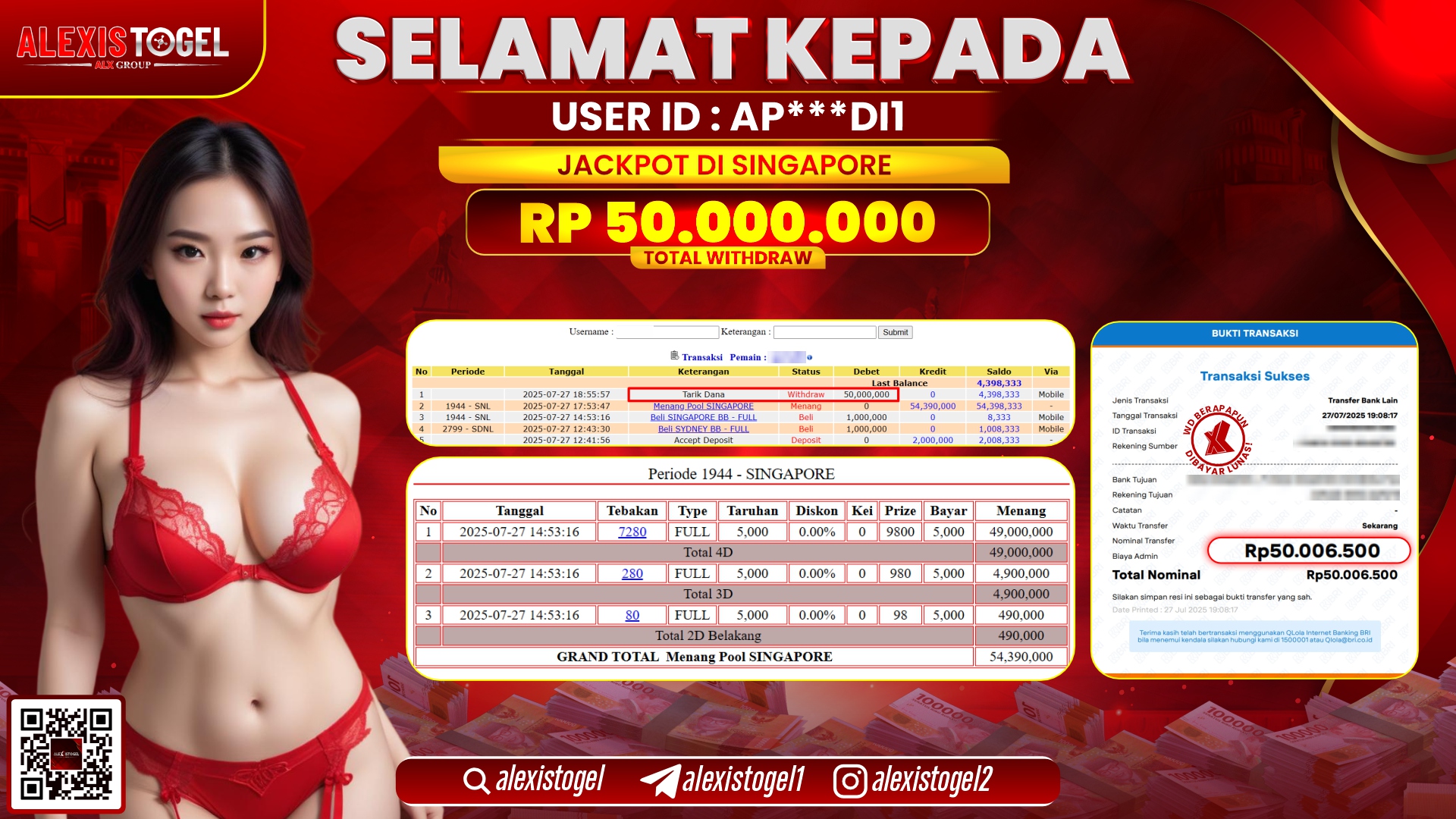 ALEXISTOGEL di TOGEL SINGAPORE RP.50.000.000 LUNAS